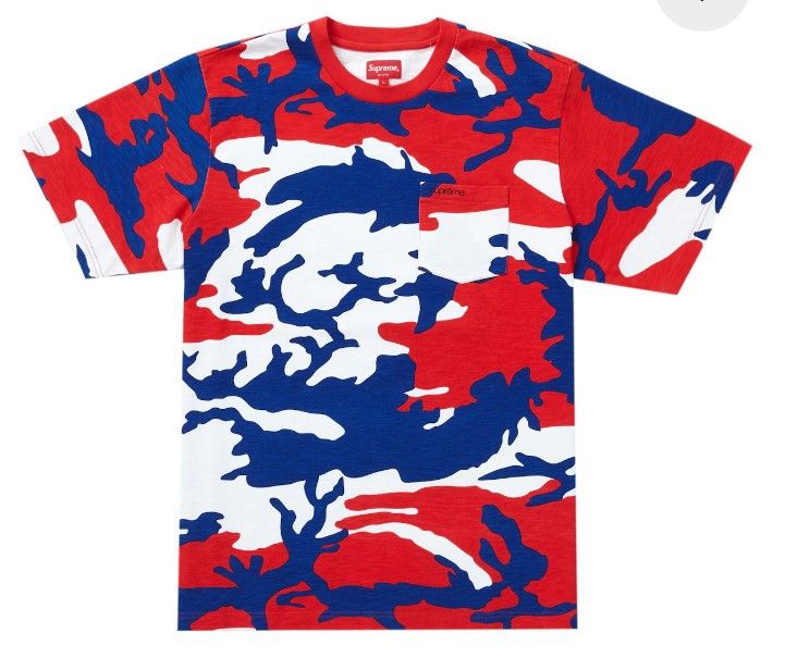 Brand New! Supreme S/S 22 S/S Pocket Tee (Red Camo) Large