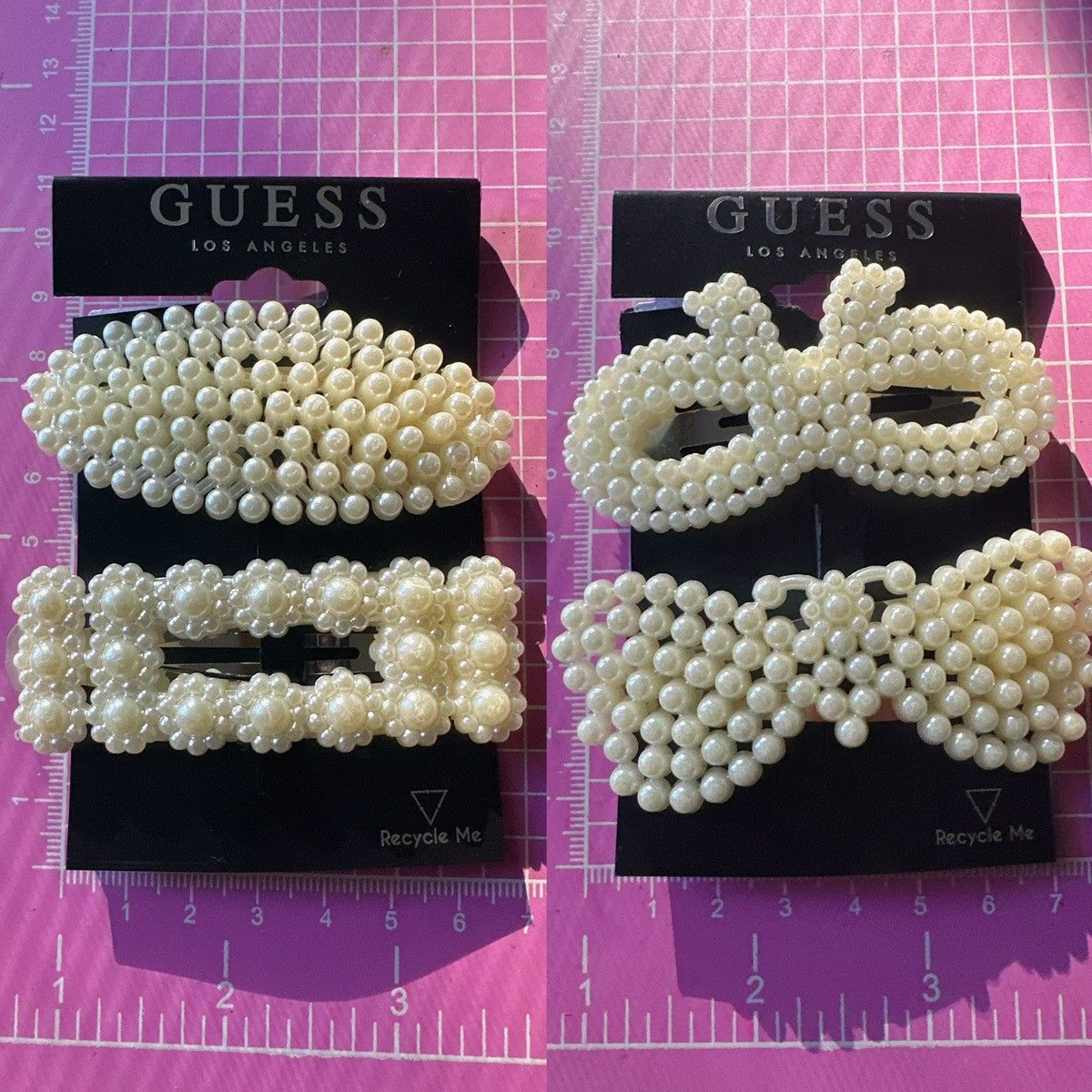 Guess Guess 4 pc hair clips white beads paved tie bow butterfly Size ONE SIZE - 1 Thumbnail