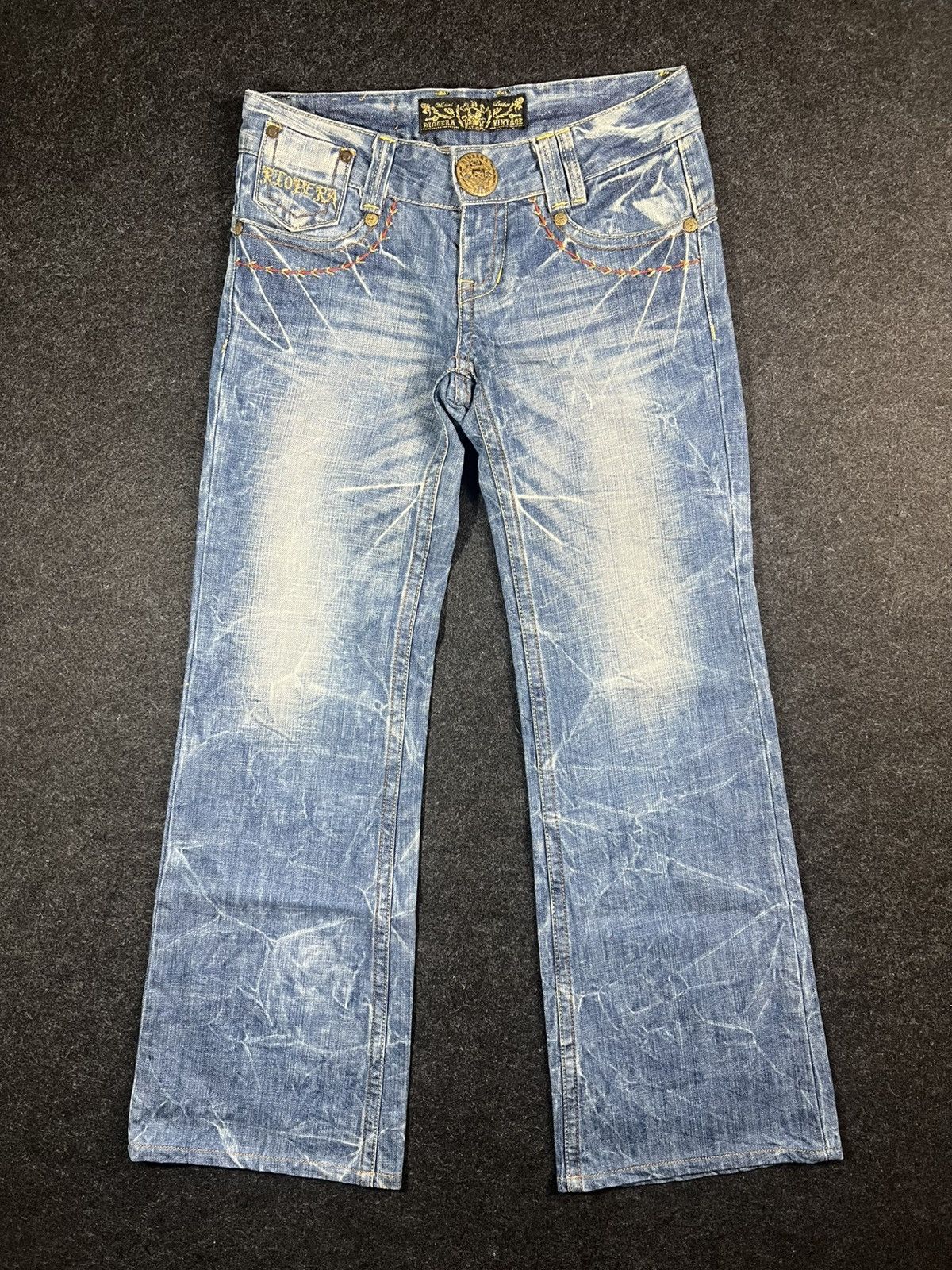 If Six Was Nine Riobera Lightning Whiskered American Flag Patch Flare Jeans Size US 30 / EU 46 - 1 Thumbnail