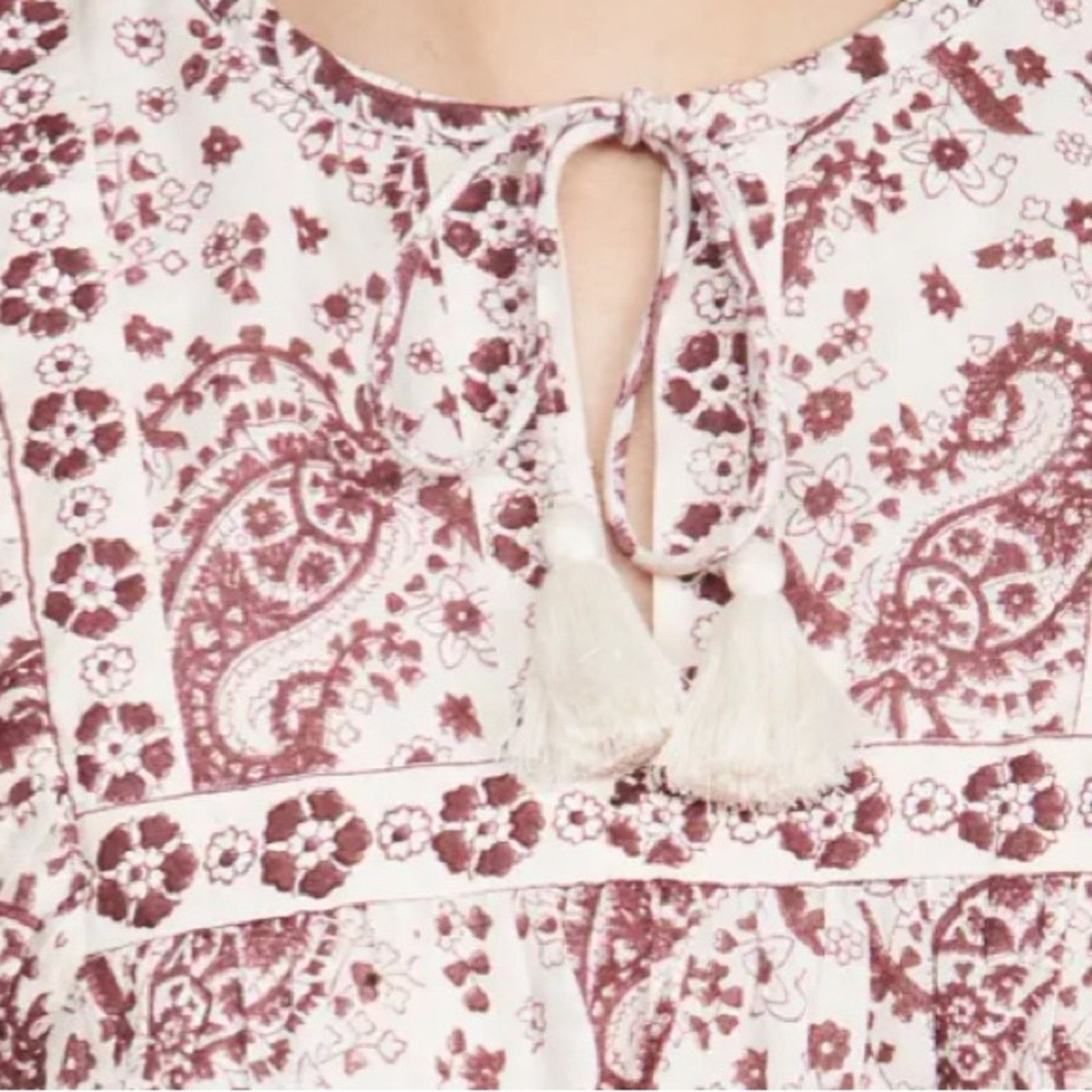 Cleobella EUC Cleobella $198 Mini Dress Burgundy Block Print sz SM Size S / US 4 / IT 40 - 8 Thumbnail