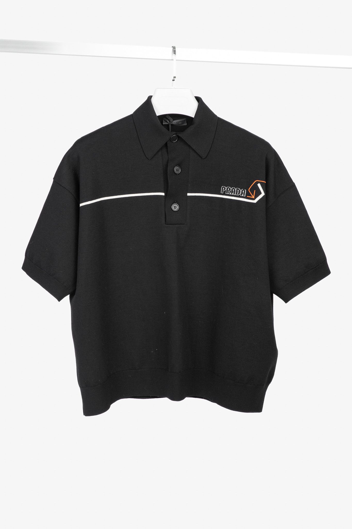 Prada Prada AW/18 Nero Logo Oversized Knit Polo Size US XS / EU 42 / 0 - 1 Thumbnail