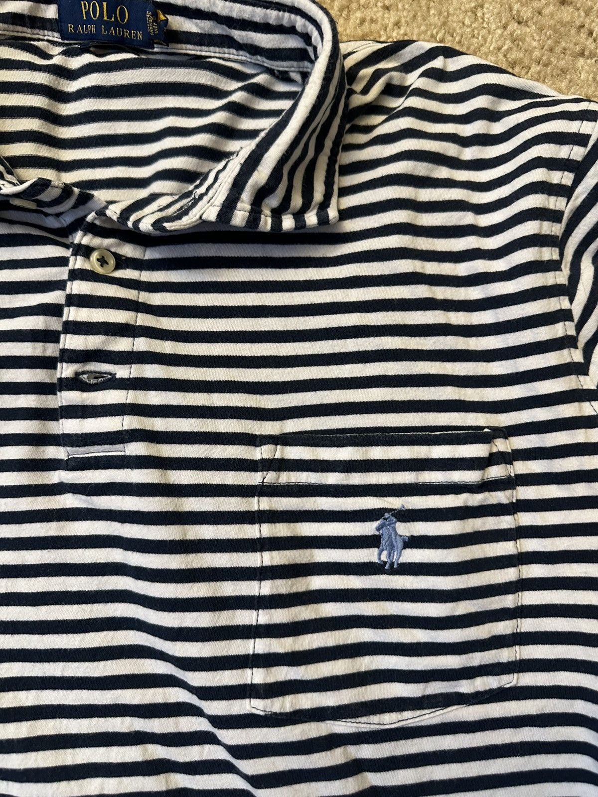 Polo Ralph Lauren White/blue striped polo Size US L / EU 52-54 / 3 - 2 Thumbnail
