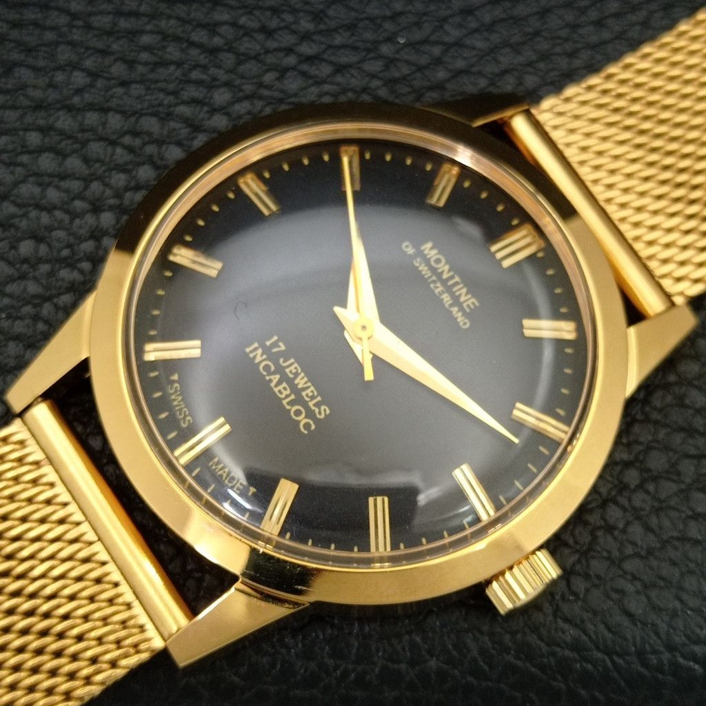 Other VINTAGE MONTINE HAND-WINDING SWISS MENS WATCH a444163 Size 38 - 6 Thumbnail