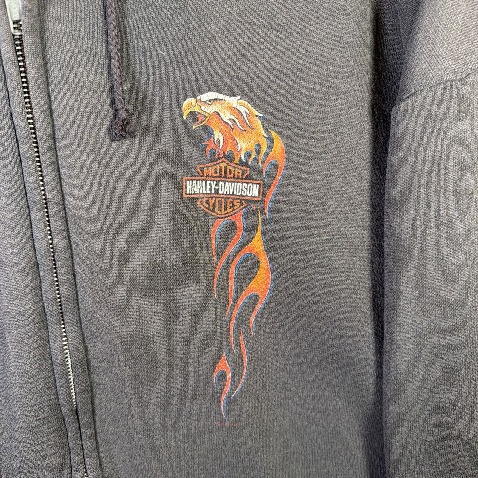 Harley Davidson Vintage Harley Davidson Hoodie Mens 2XL Black 90s Flames Size US XXL / EU 58 / 5 - 2 Thumbnail