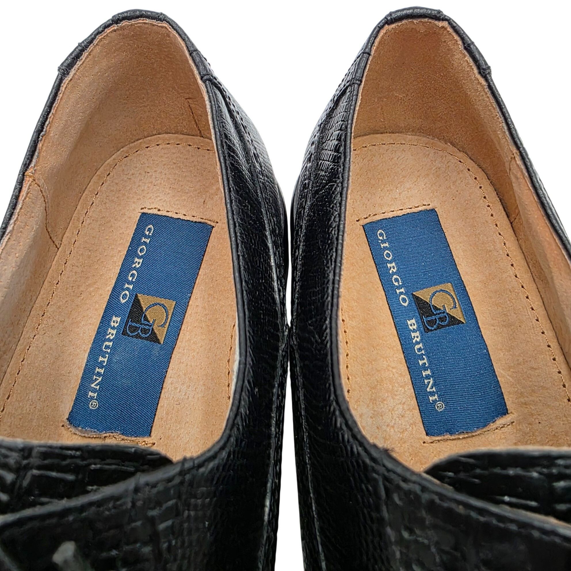 Giorgio Brutini NEW Giorgio Brutini Black Lizard Print Leather Cap-toe Oxfor Size US 8 / EU 41 - 6 Thumbnail
