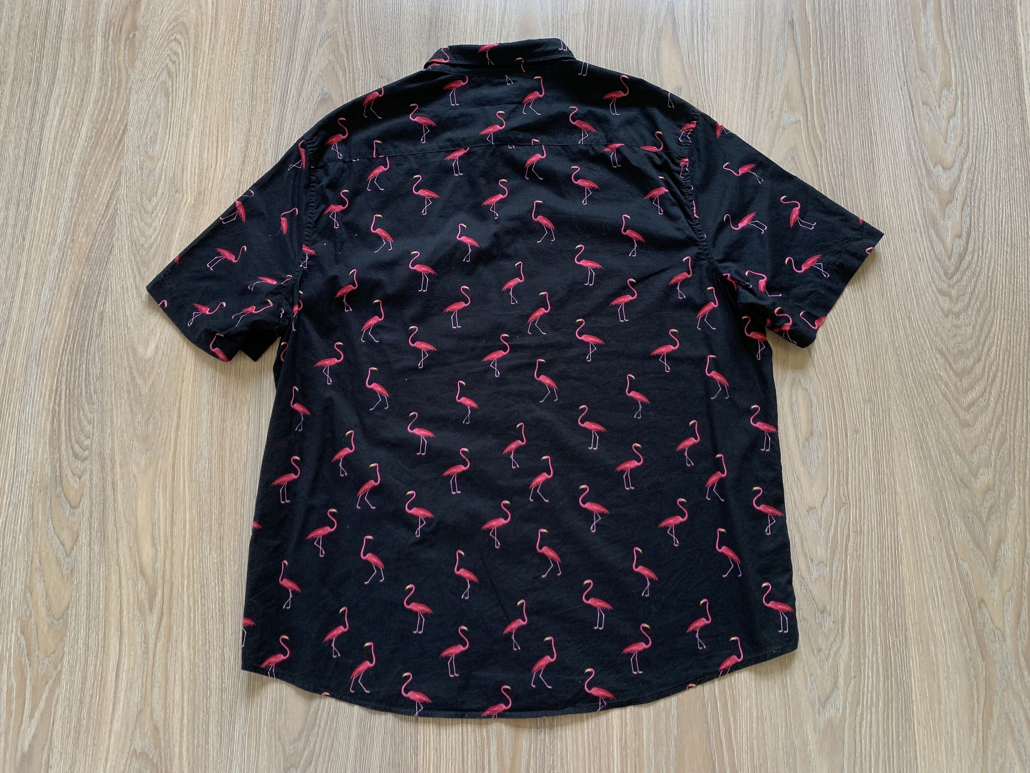 H&M H&M Regular Fit Hawaiian Shirt Flamingo Overprint Size US XL / EU 56 / 4 - 3 Thumbnail