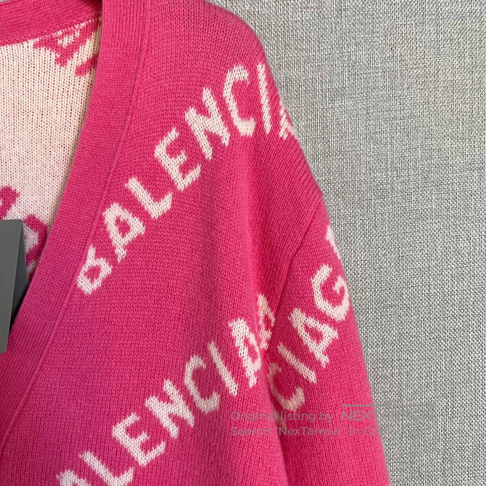 Balenciaga Balenciaga Pink Logo Knit Cardigan. Size S / US 4 / IT 40 - 3 Thumbnail