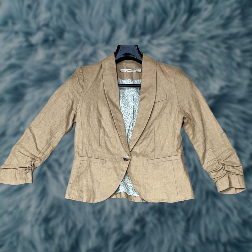 Vintage Gibson Blazer Jacket Beige XS Womens Linen Single-Breasted Shawl Collar 100% Linen Size XS / US 0-2 / IT 36-38 - 1 Thumbnail