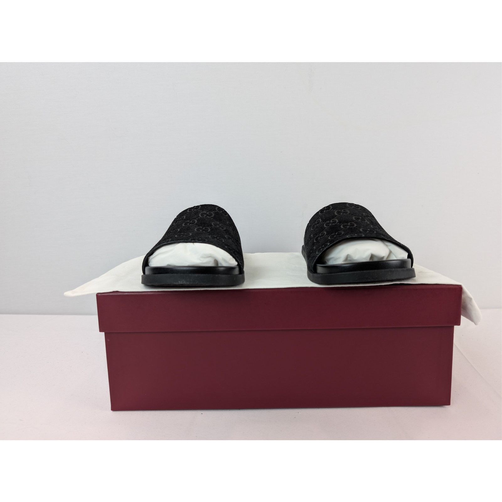 Gucci o1rshd1 Luxury Suede GG logo Slipper Slide Slider in Black Size US 8.5 / EU 41-42 - 16 Thumbnail