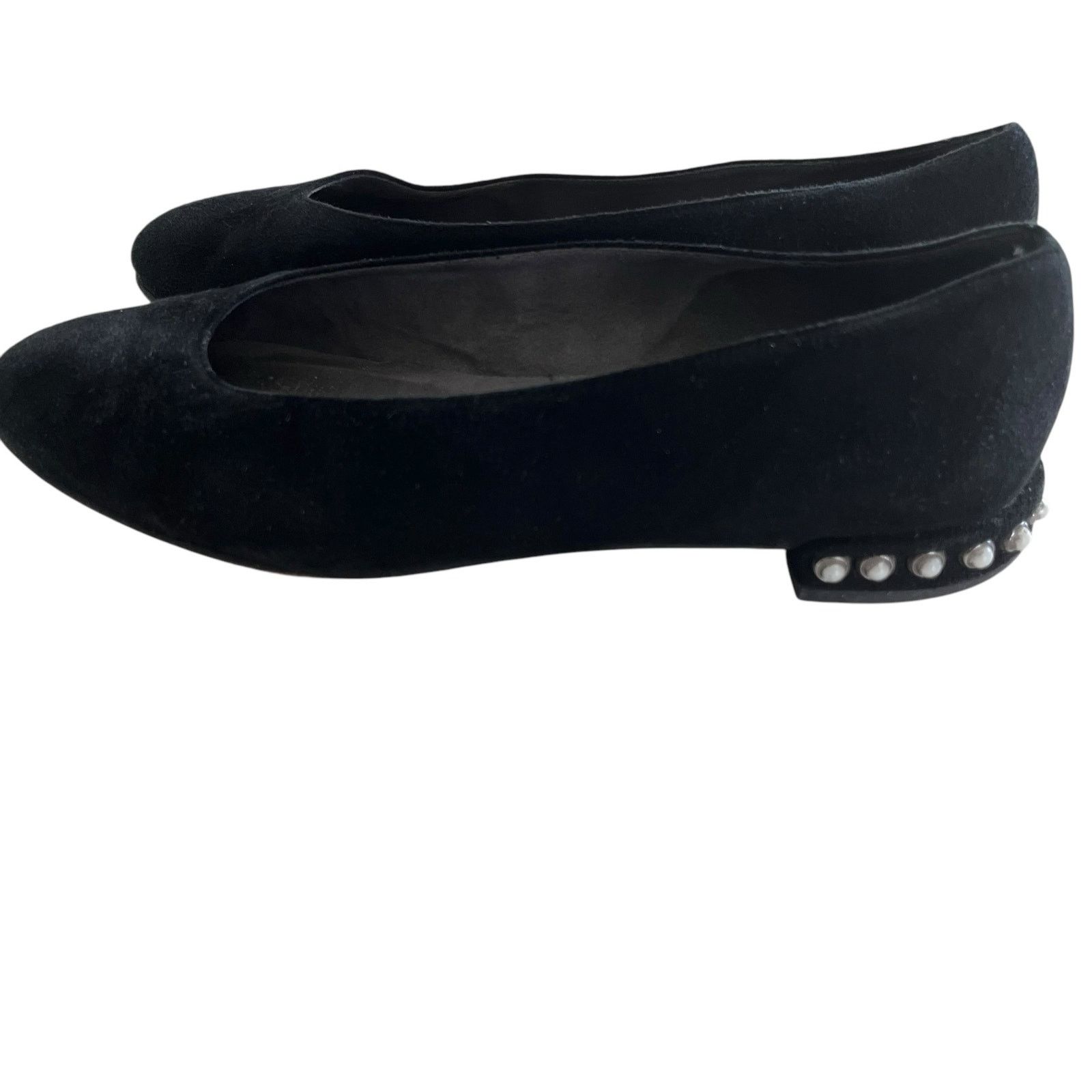 Stuart Weitzman Stuart Weitzman Chicpearl Black Suede Faux Pearl Flats Size US 8 / IT 38 - 3 Thumbnail