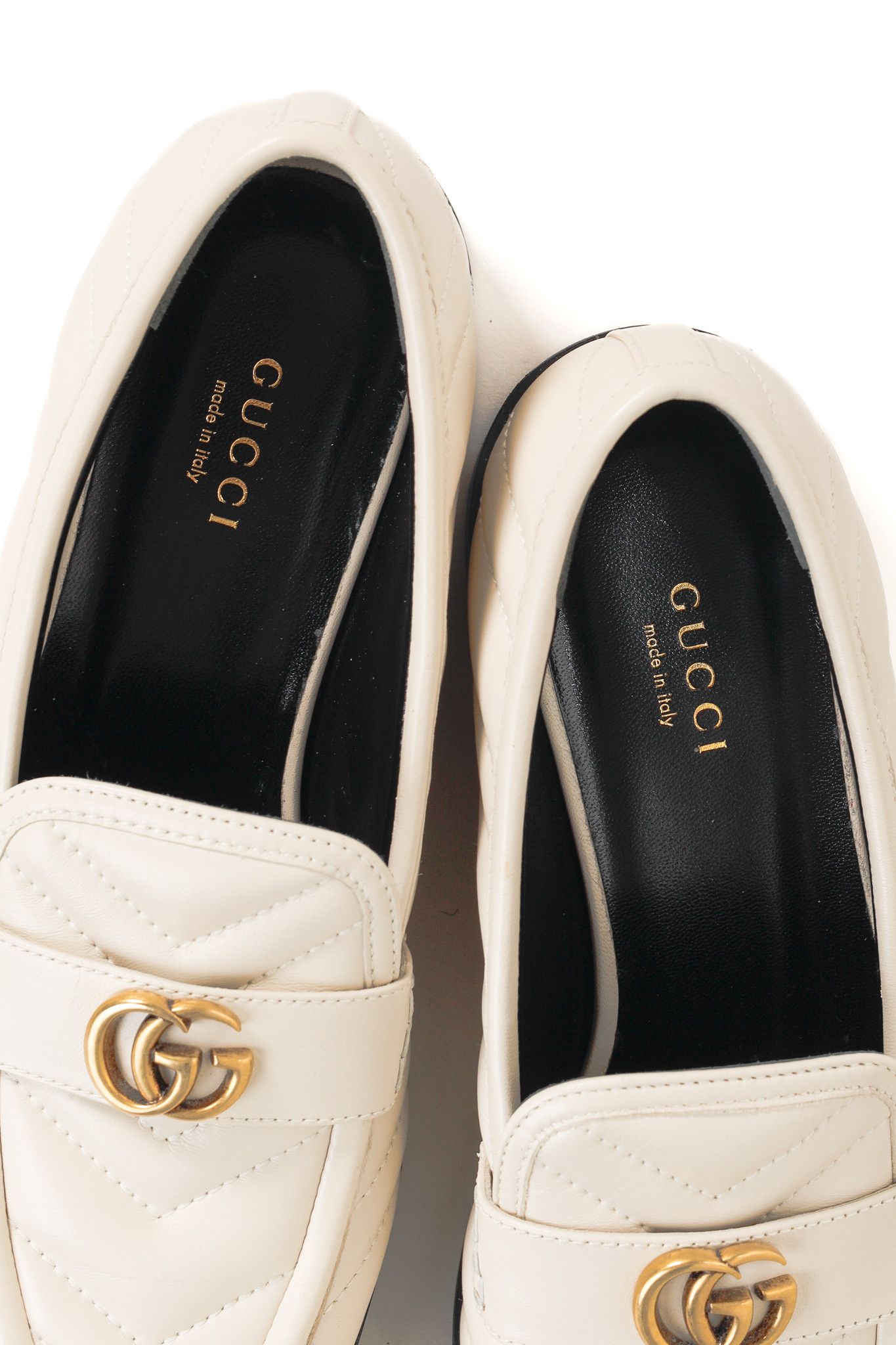 Gucci Gucci Marmont Cream GG Matelasse Leather Loafers Size US 7 / IT 37 - 10 Thumbnail