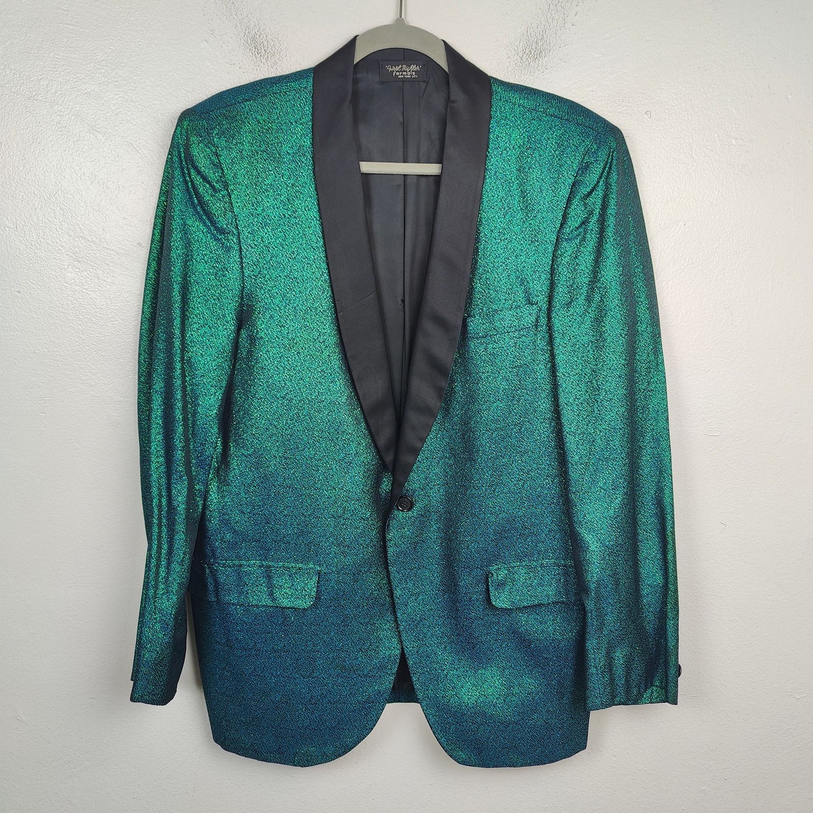 Vintage First Nighter Formals Blazer Mens 39R Green Blue