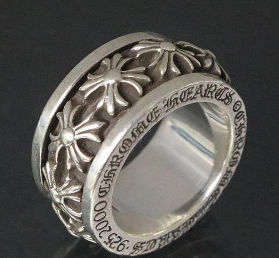 image of Chrome Hearts Plus Spinner Ring - Size 9 in Silver, Men's