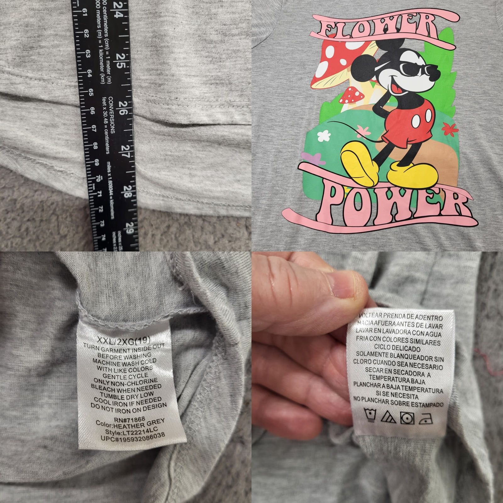 Disney Disney MICKEY MOUSE TShirt Women's Size XXL Flower Power Graphic Heather Gray Shirt Womens XXL Gray Flower Mickey Hoodie? Size XXL / US 16-18 / IT 52-54 - 8 Thumbnail