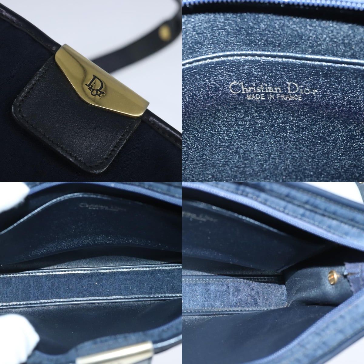 Dior DIOR Trotter Canvas Shoulder Bag Navy Gold Size ONE SIZE - 11 Thumbnail
