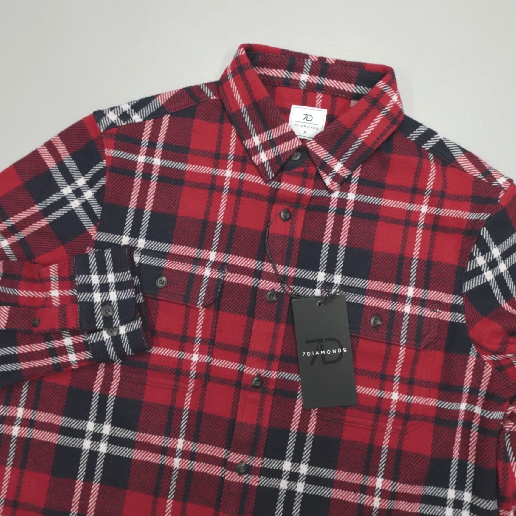 Vintage VINTAGE 7 Diamonds Generation Soft Flannel Shirt Plaid Size M Red Long Sleeve Button-Up Collared Spread Pocketed Size US M / EU 48-50 / 2 - 2 Thumbnail