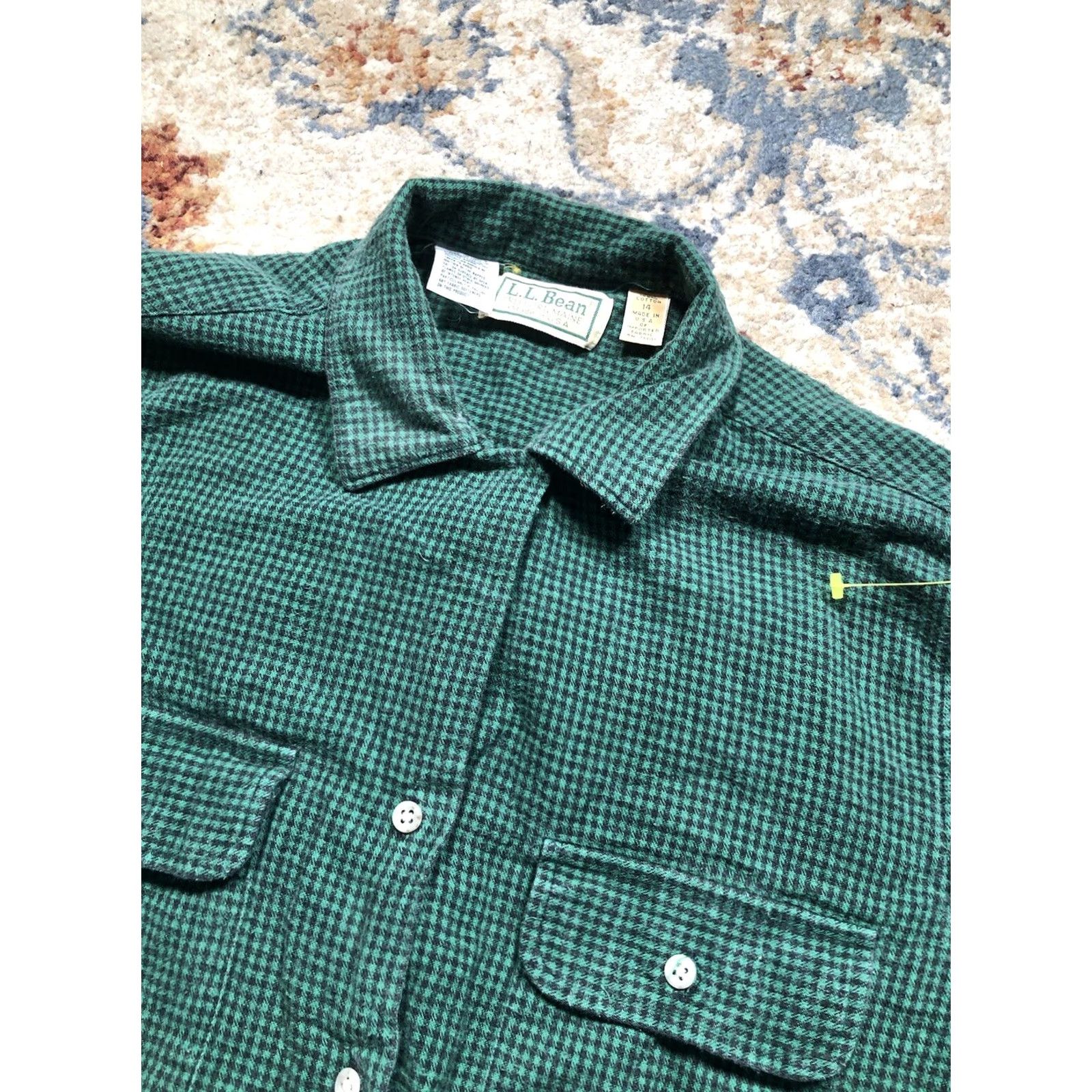Vintage VINTAGE L.L. Bean Flannel Shirt Green Plaid Long Sleeve Button Up Womens 14 Size XL / US 12-14 / IT 48-50 - 7 Thumbnail