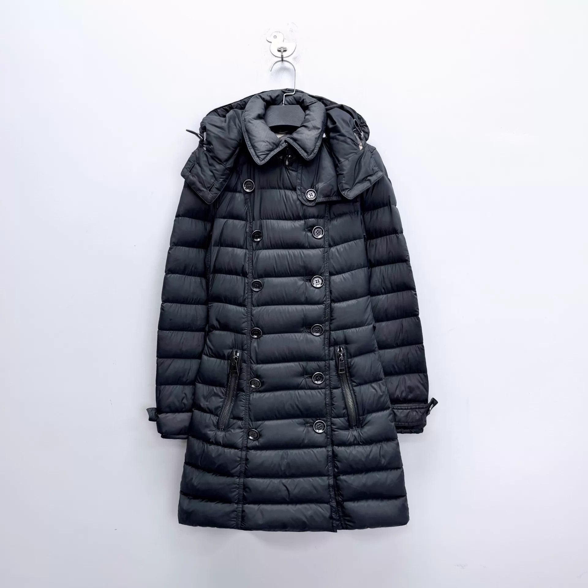 Burberry Burberry Black Stripe Double Breasted Hooded Down Jacket S Size S / US 4 / IT 40 - 1 Thumbnail