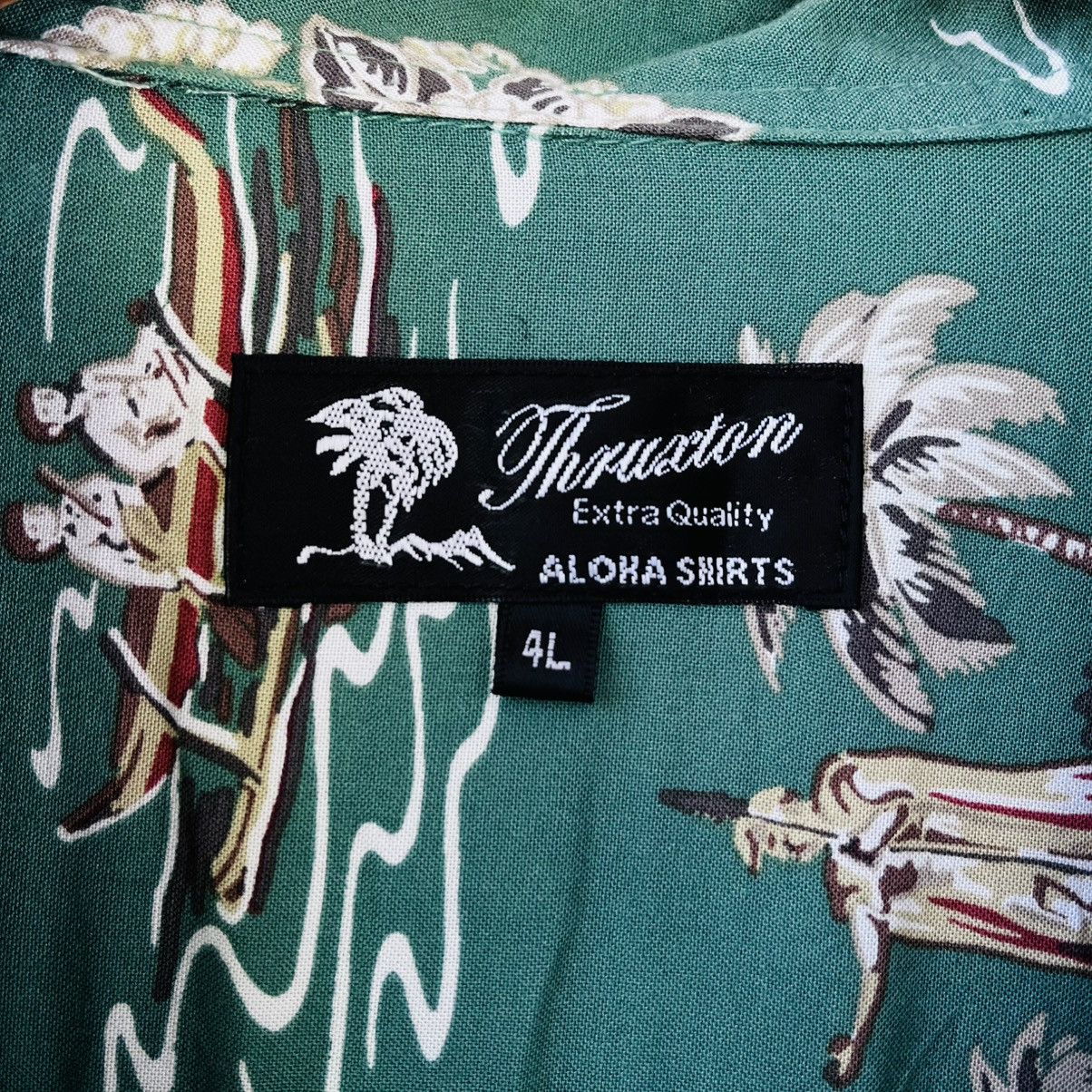 Vintage Vintage Aloha Rayon Shirt Camp Collar Green Island Print Size US XL / EU 56 / 4 - 10 Thumbnail