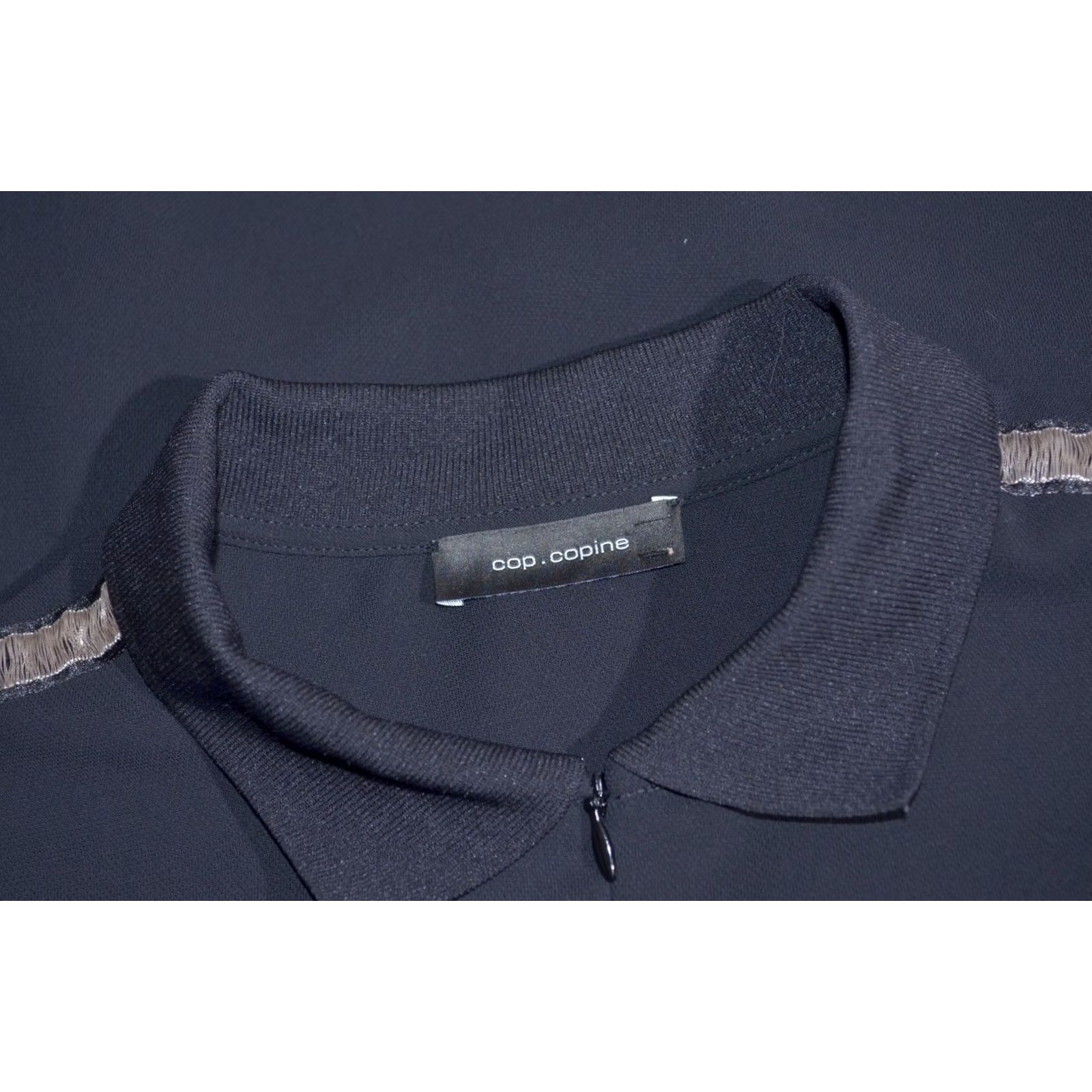 Cop Copine Cop Copine Women’s Black Shirt Dress Metallic Trim Short Sleeve Shift Dress 40 Size S / US 4 / IT 40 - 7 Thumbnail