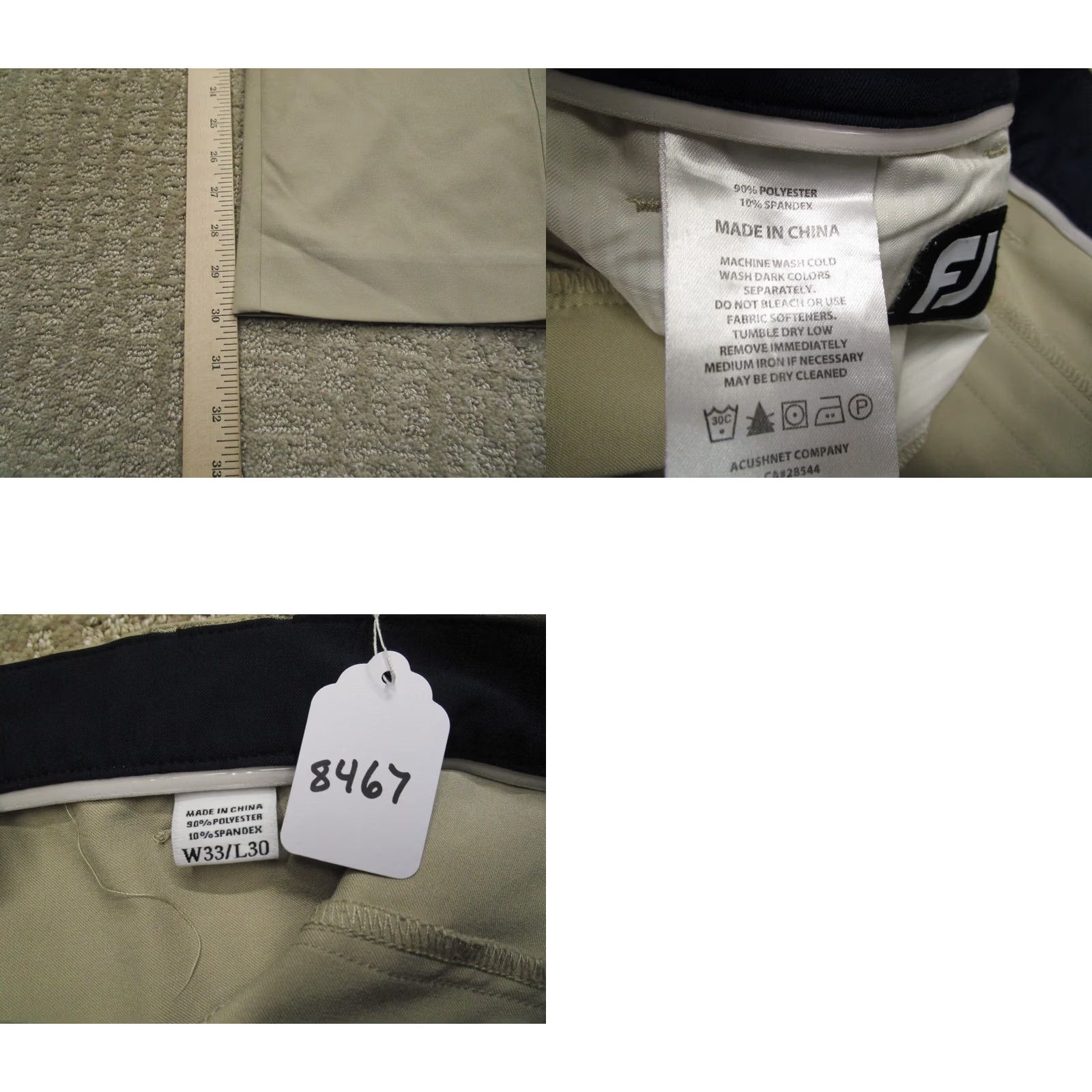 Footjoy FootJoy Pants Men 33x30 Brown FJ Golf Performance Chino Golfing Golfer Stretch Size US 33 - 8 Thumbnail