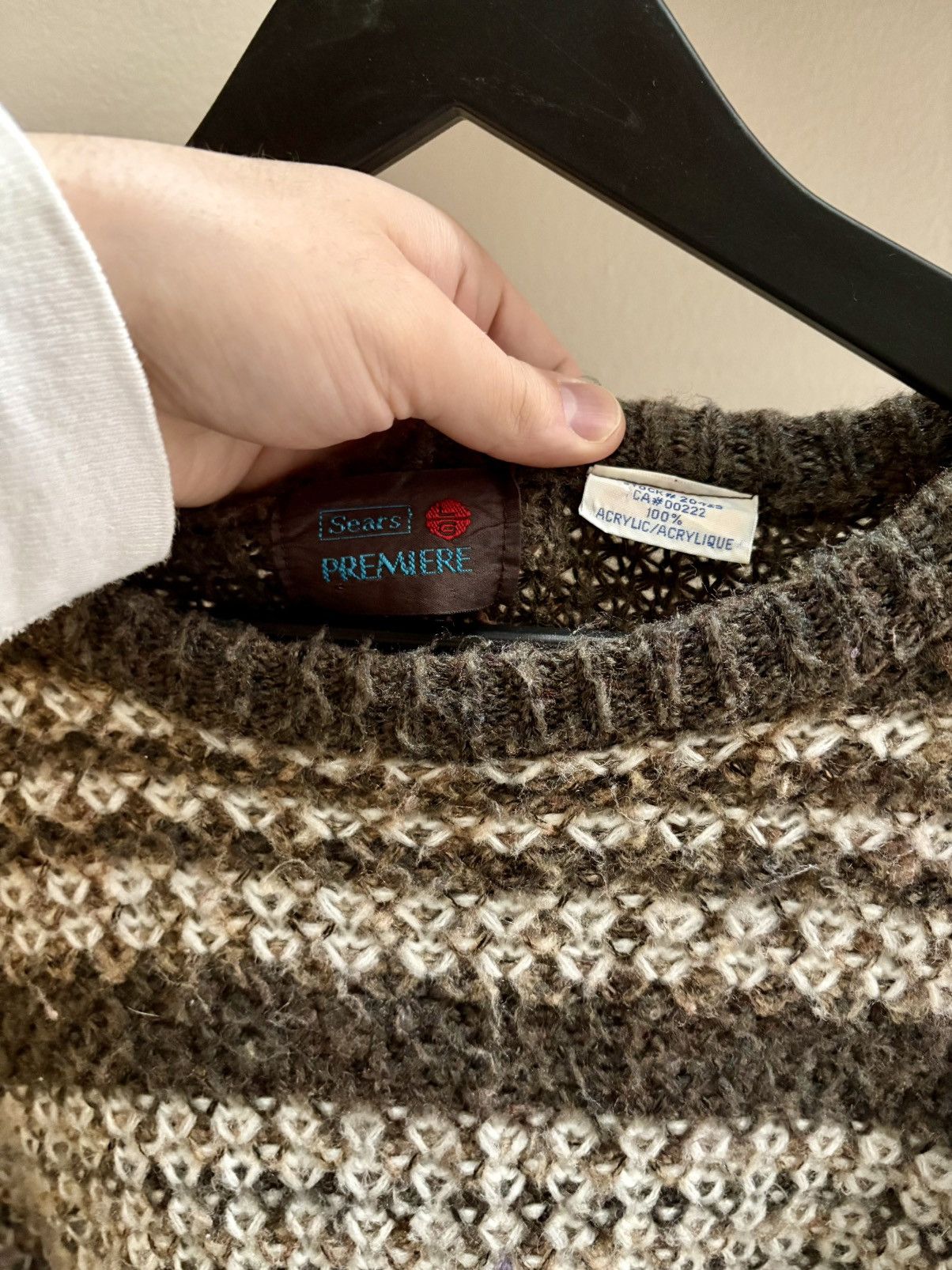 Sears Sears Premiere VTG 80s brown acrylic knit sweater Large Size US L / EU 52-54 / 3 - 3 Thumbnail
