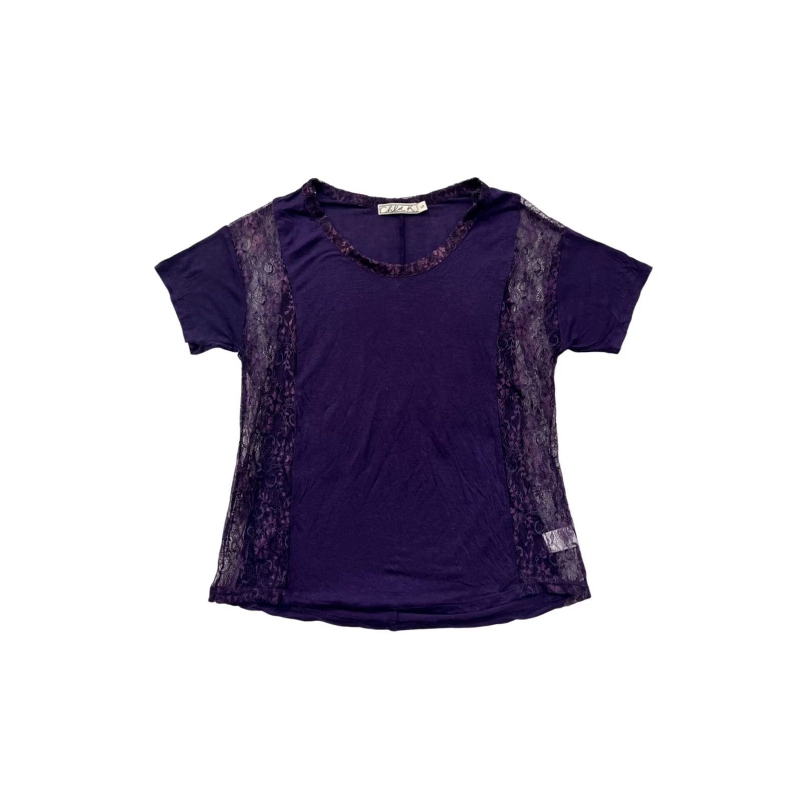 Vintage Chloe K T-Shirt Purple Lace Panel S Unisex Adults Nylon Short Sleeve Womens Girls Mens 8501 Size S / US 4 / IT 40 - 2 Thumbnail