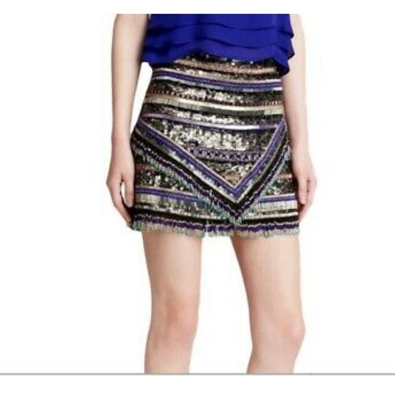 Parker PARKER Corsica Geometric Beaded Fringe Skirt Size 0 Size 25" / US 0 / IT 36 - 3 Thumbnail