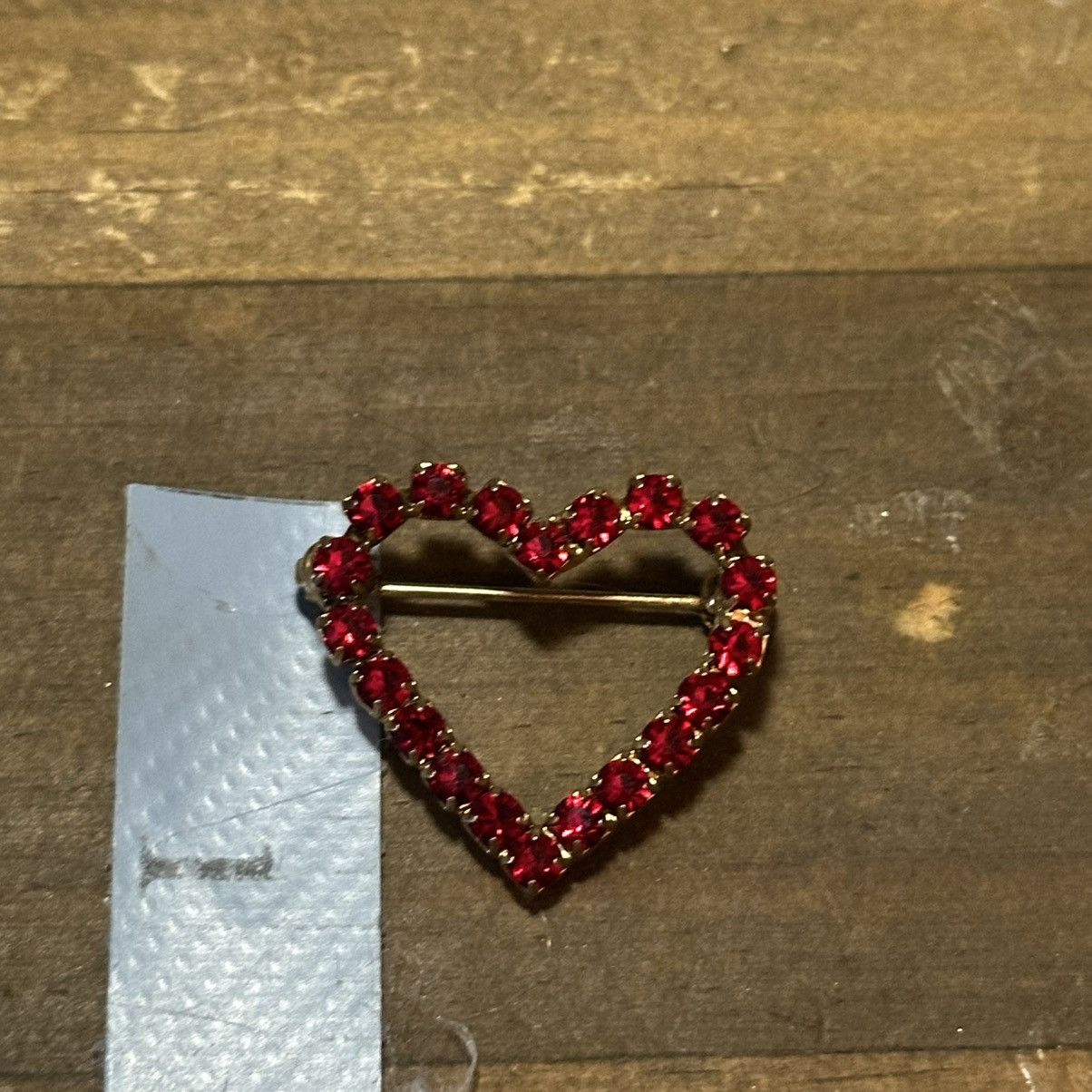 Vintage Vintage red rhinestone open heart brooch Size ONE SIZE - 3 Thumbnail