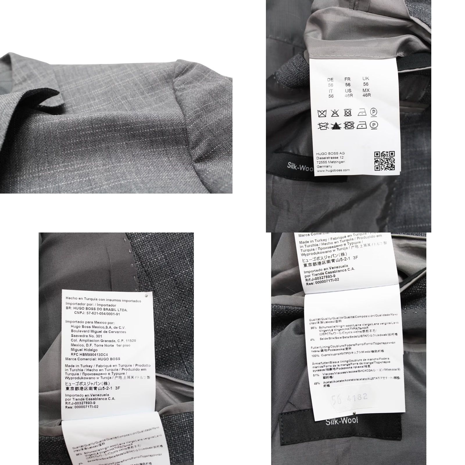 Hugo Boss HUGO BOSS Blazer Men's US 46 Grey Melange Formal Cotton Silk Size 46R - 8 Thumbnail
