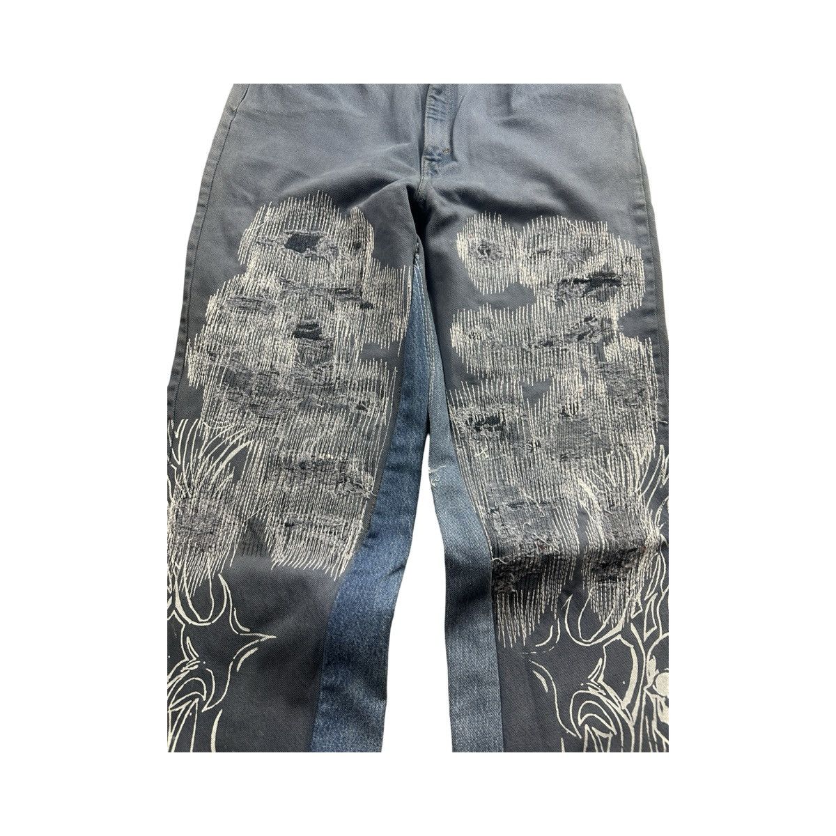 Japanese Brand Baggy Sashiko Skull Denim Midnight Wash 32x30 Size US 36 / EU 52 - 4 Thumbnail