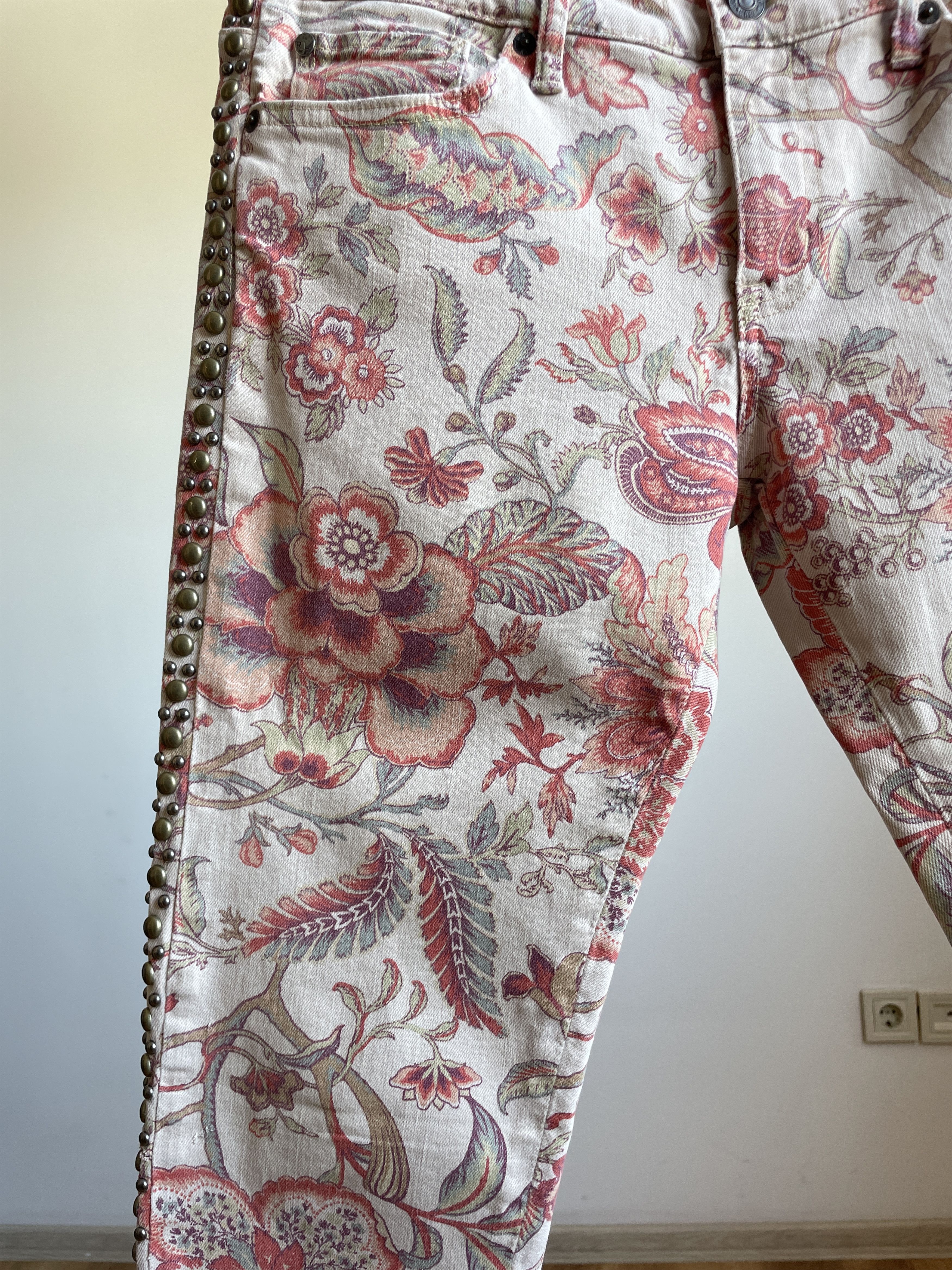 Denim & Supply Ralph Lauren Denim & Supply Ralph Lauren Skinny Floral Studded Jeans Size 29" - 7 Thumbnail