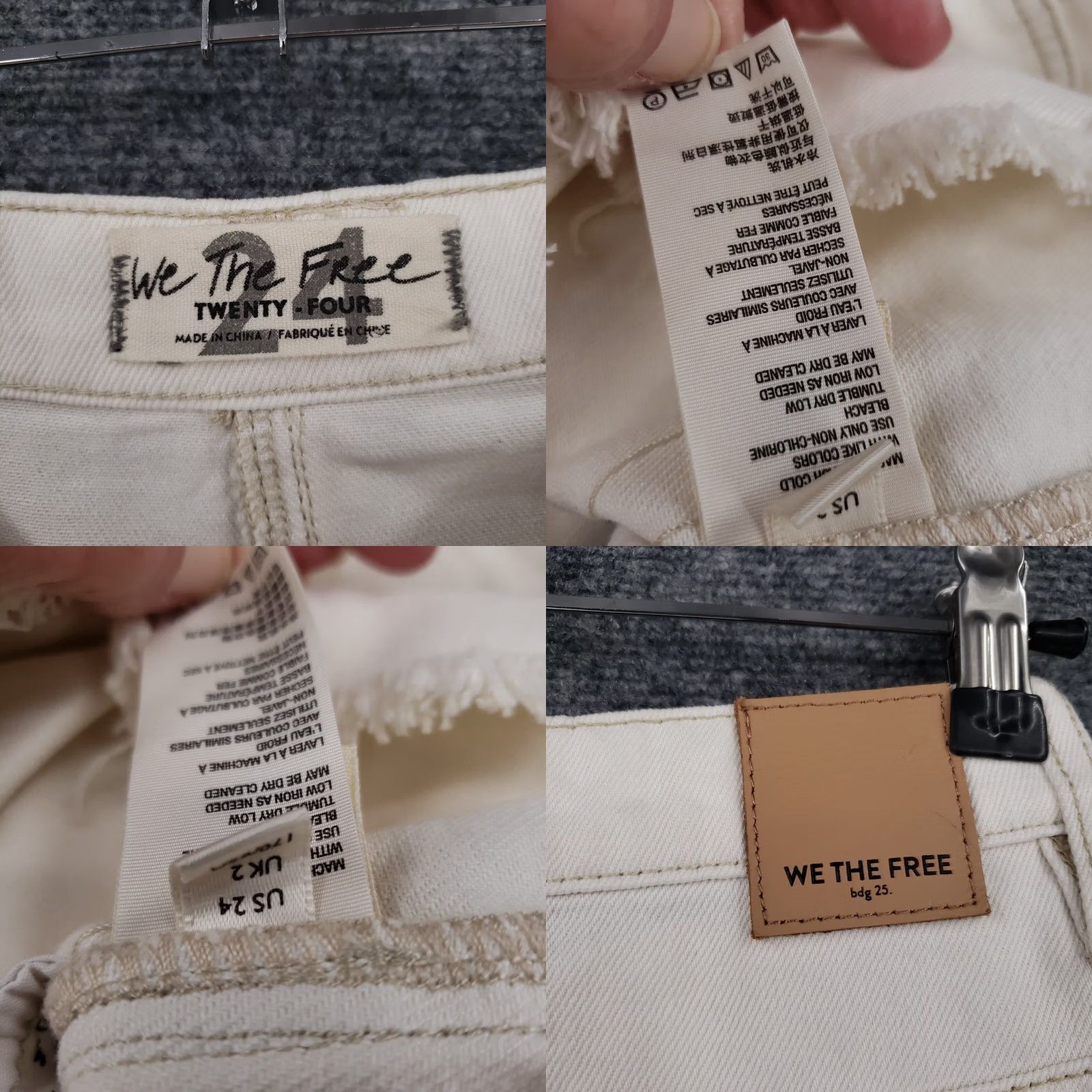 Vintage We The Free Skirt Womens 24 White Button Fly Cut Off Mini Short Denim Skirt Size 42" / US 20 - 8 Thumbnail