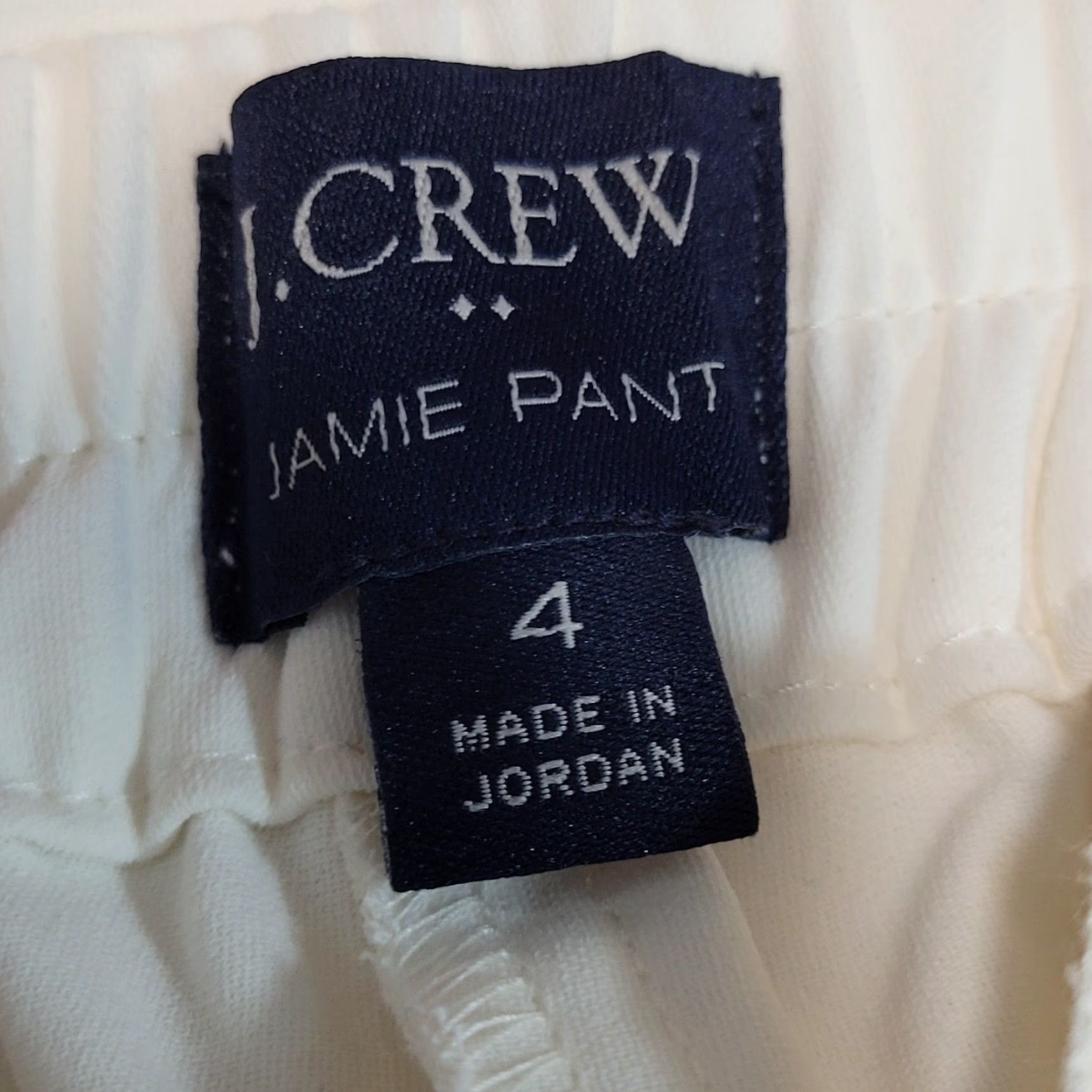 J.Crew J.Crew Ivory Jamie Pant Mid Rise Pull On Lightweight Tapered Ankle 4 (28x27) Womens Pants Size 27" / US 4 / IT 40 - 3 Thumbnail