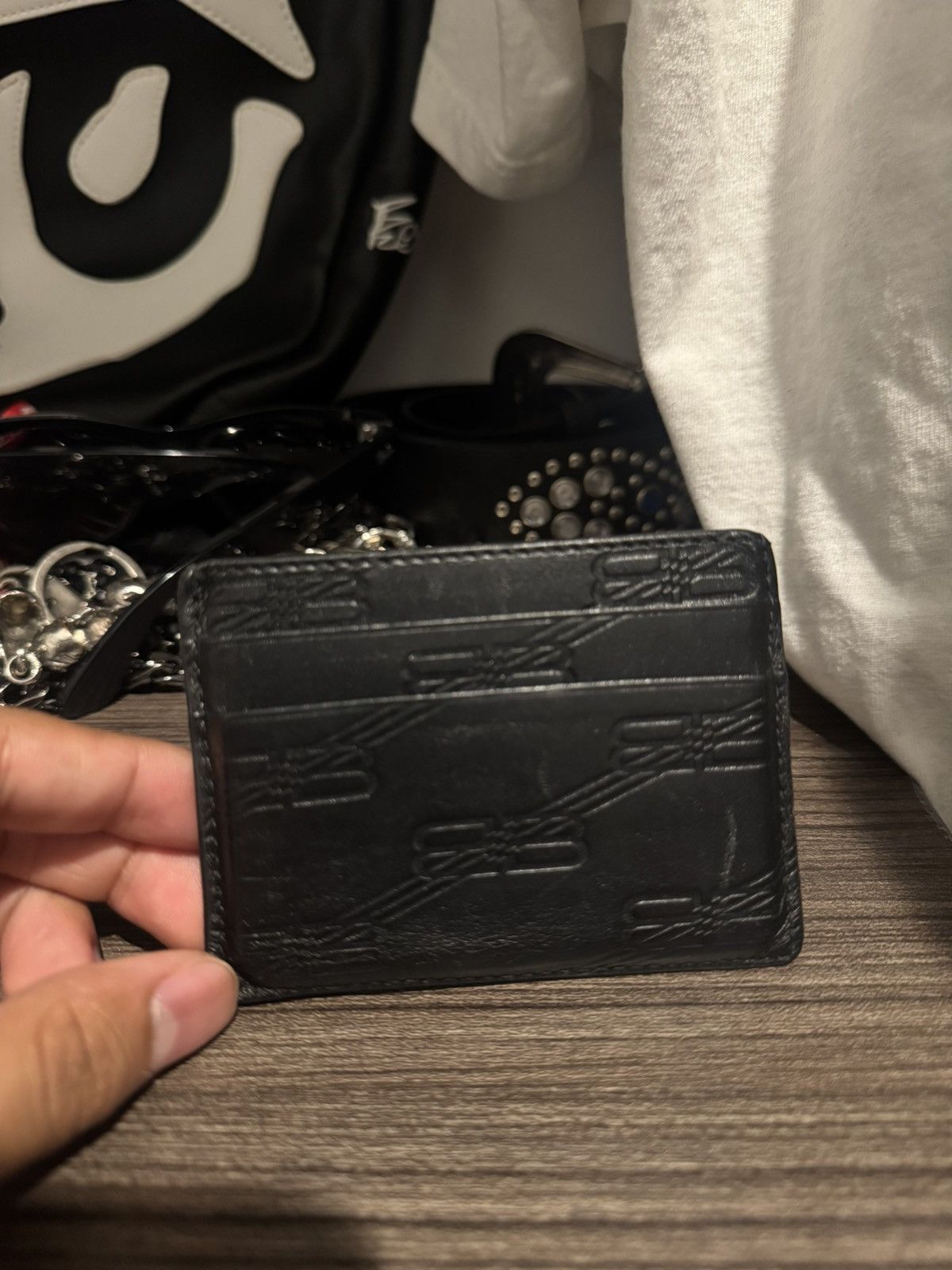 Balenciaga Balenciaga - Logo-Print Monogrammed Leather Cardholder Size ONE SIZE - 3 Thumbnail