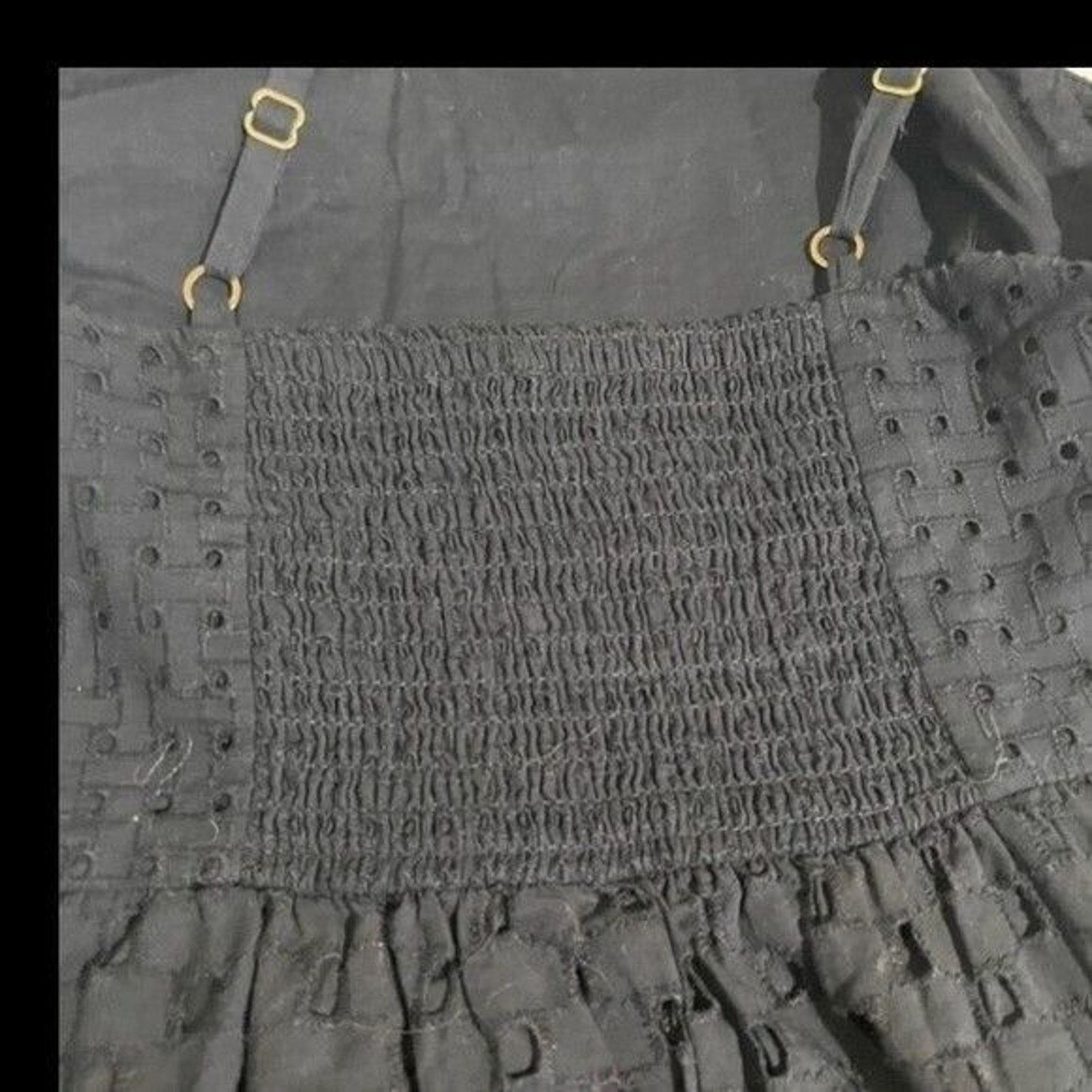 Loft Loft Black Eyelet Midi Dress 2 Petite Cotton Tiered Size XS / US 0-2 / IT 36-38 - 13 Thumbnail