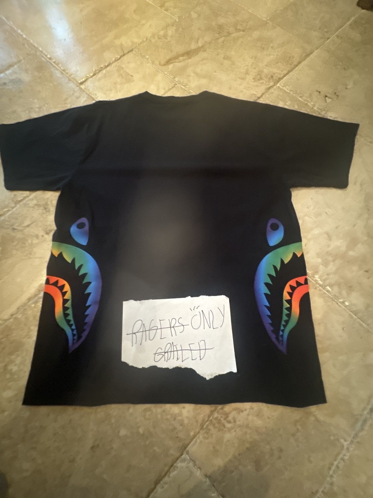 Image of Bape Gradient Side Shark Tee in Black, Men's (Size XL)