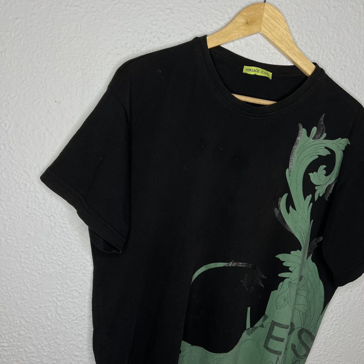 Designer × Versace Versace Tshirt Tee Black Full Print Antique Green Designer Size US L / EU 52-54 / 3 - 3 Thumbnail