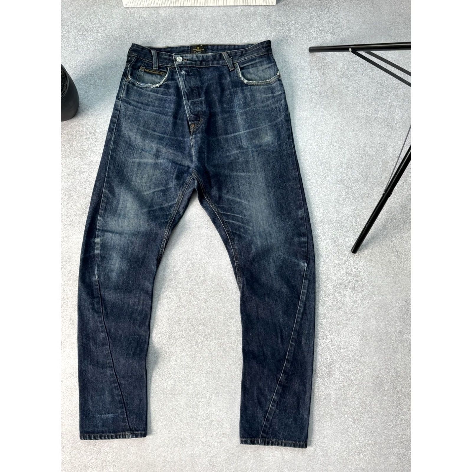 Vivienne Westwood VINTAGE Vivienne Westwood X Lee Y2K Asymmetrical Denim Jeans Pants S 30/32 Blue Denim Jeans Mens 90s Y2K Style Vivienne Westwood Luxary Size US 29 - 4 Thumbnail