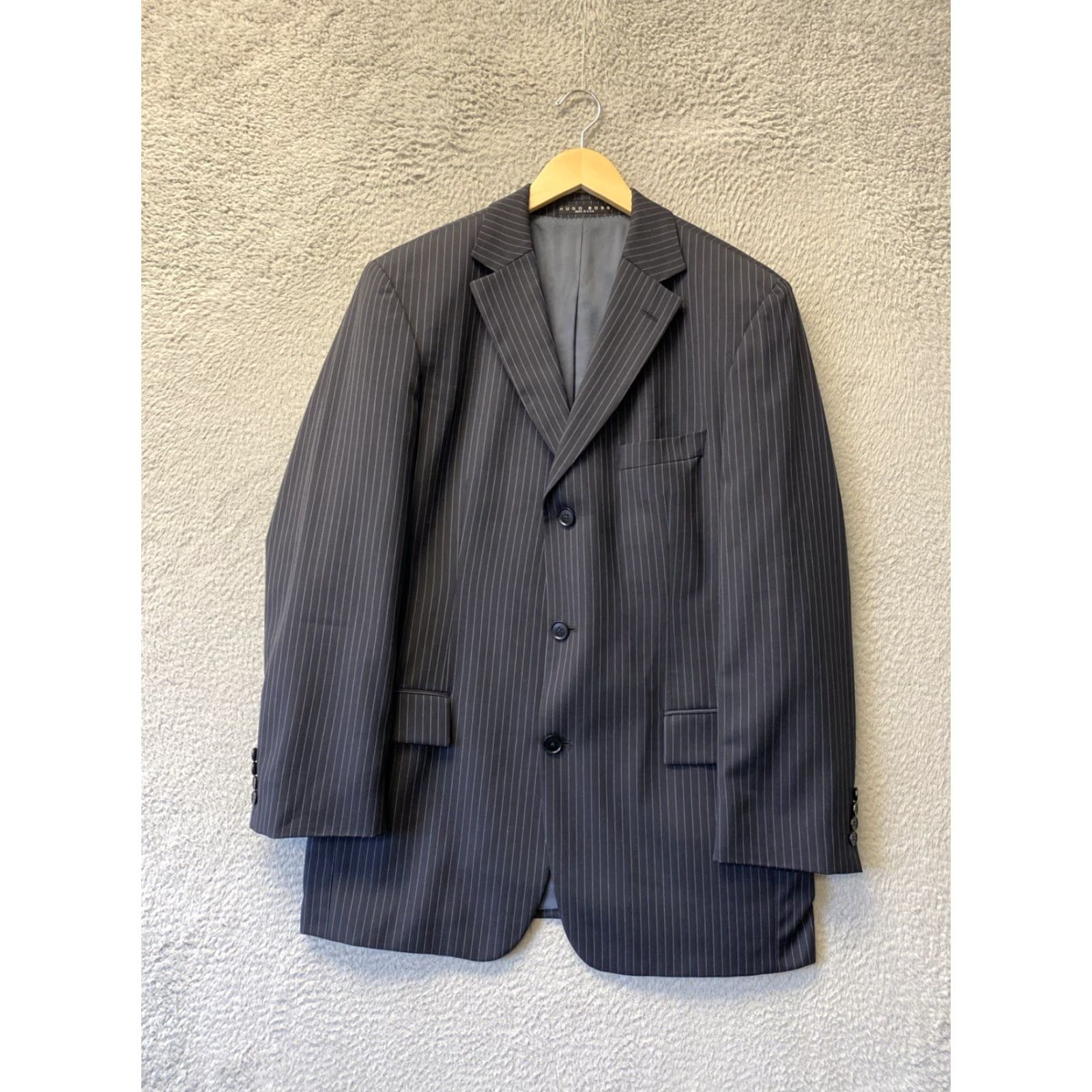 Hugo Boss VINTAGE Hugo Boss Wool Blazer Jacket 42R Men Navy Striped Slim Fit Double-Vented 90s Business Casual Size 42R - 2 Thumbnail