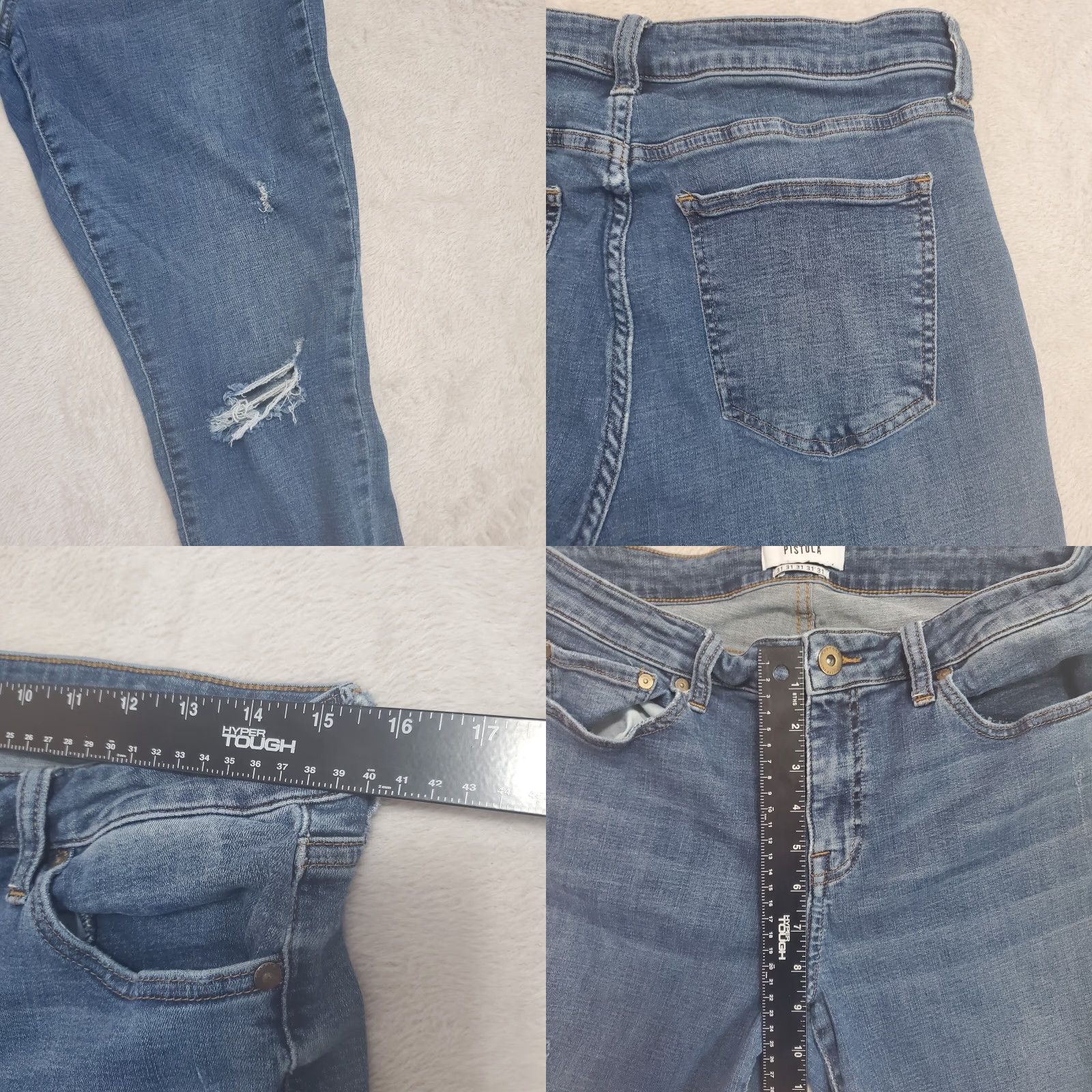 Pistola PISTOLA Jeans Women 31 Blue Mid Rise Skinny Distressed Raw Hem Denim Stretch Size 24" / US 00 / IT 34 - 8 Thumbnail