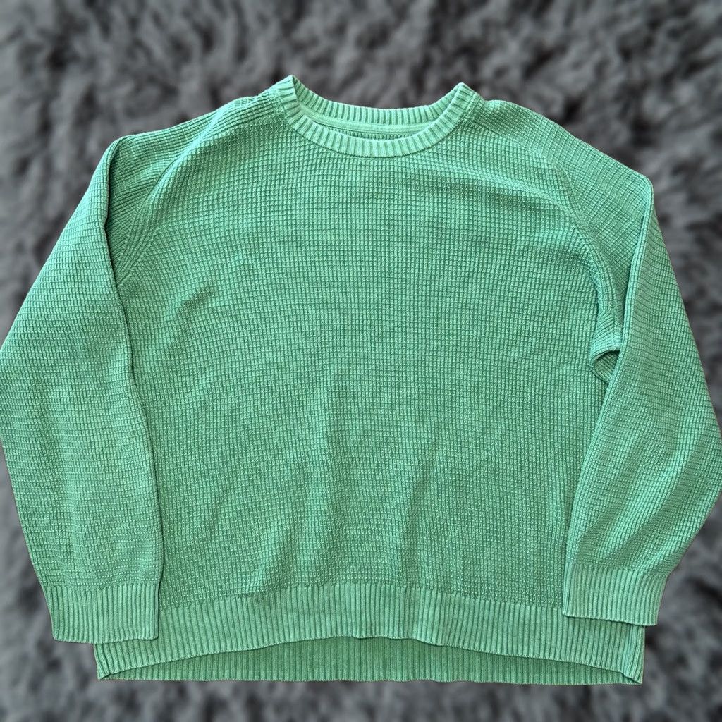 Vintage LL Bean Sweater Mens XXL Green Cotton Waffle-Knit Crewneck Sunwashed Textured Pullover Adult Regular Men’s Classic Outdoor Preppy. Size US XXL / EU 58 / 5 - 1 Thumbnail