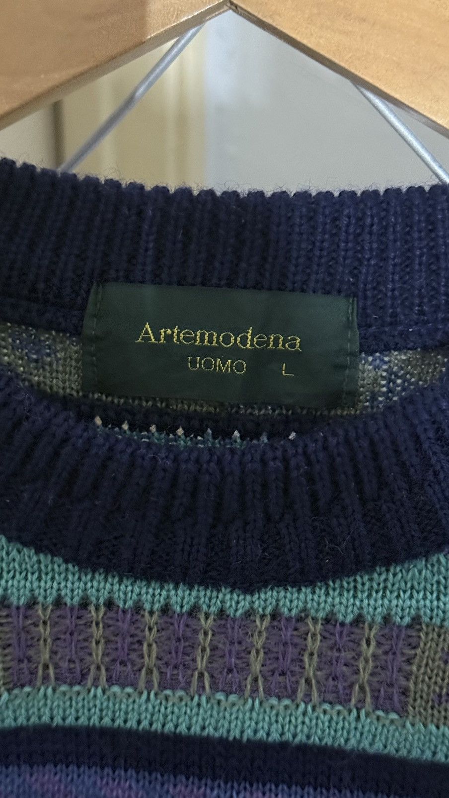 Japanese Brand Vintage Artemodena Uomo 3D Knit Abstract Sweater Pullover Size US L / EU 52-54 / 3 - 5 Thumbnail