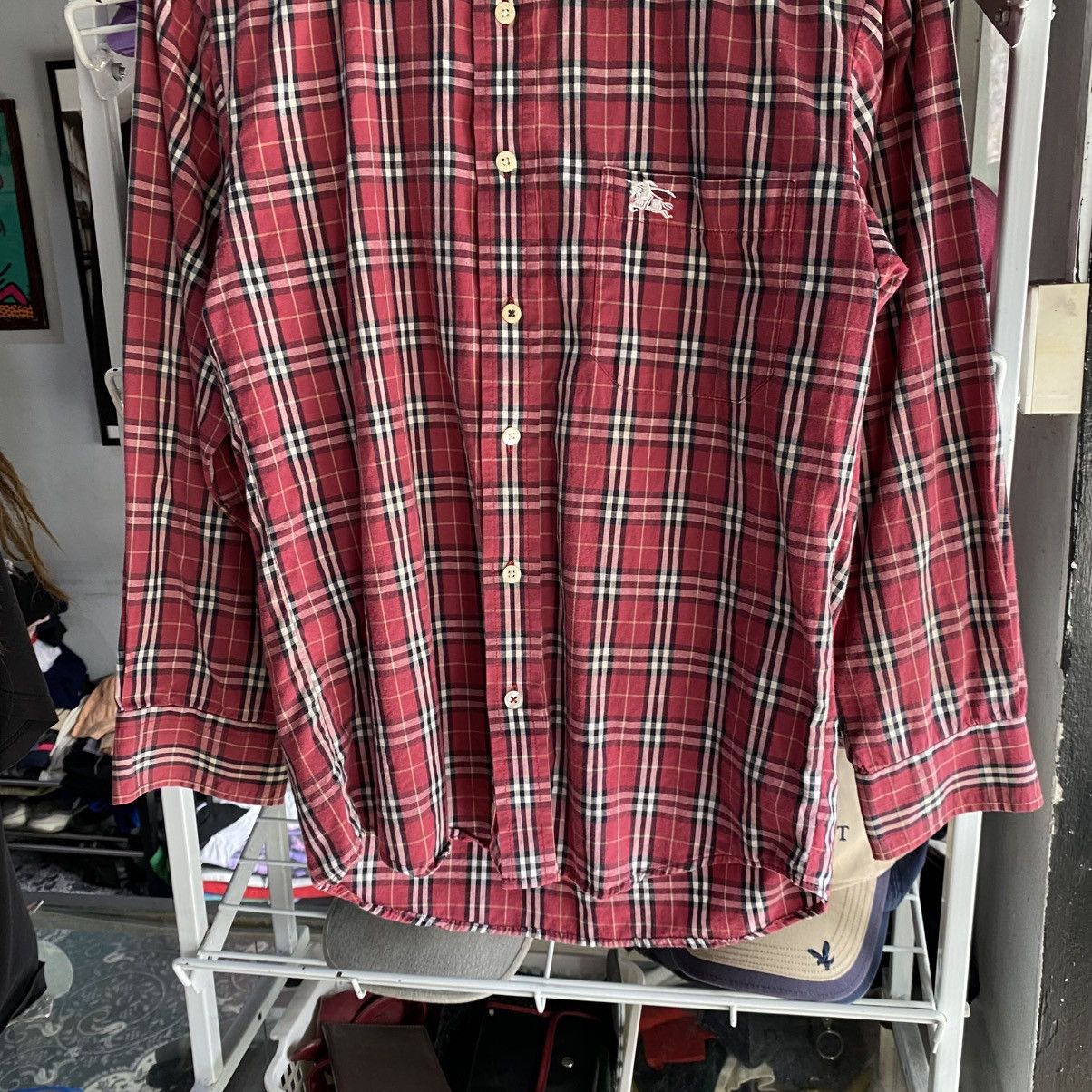 Burberry × Vintage Burberry Nova Check Light Maroon Shirt Button UP Size M Size US M / EU 48-50 / 2 - 4 Thumbnail