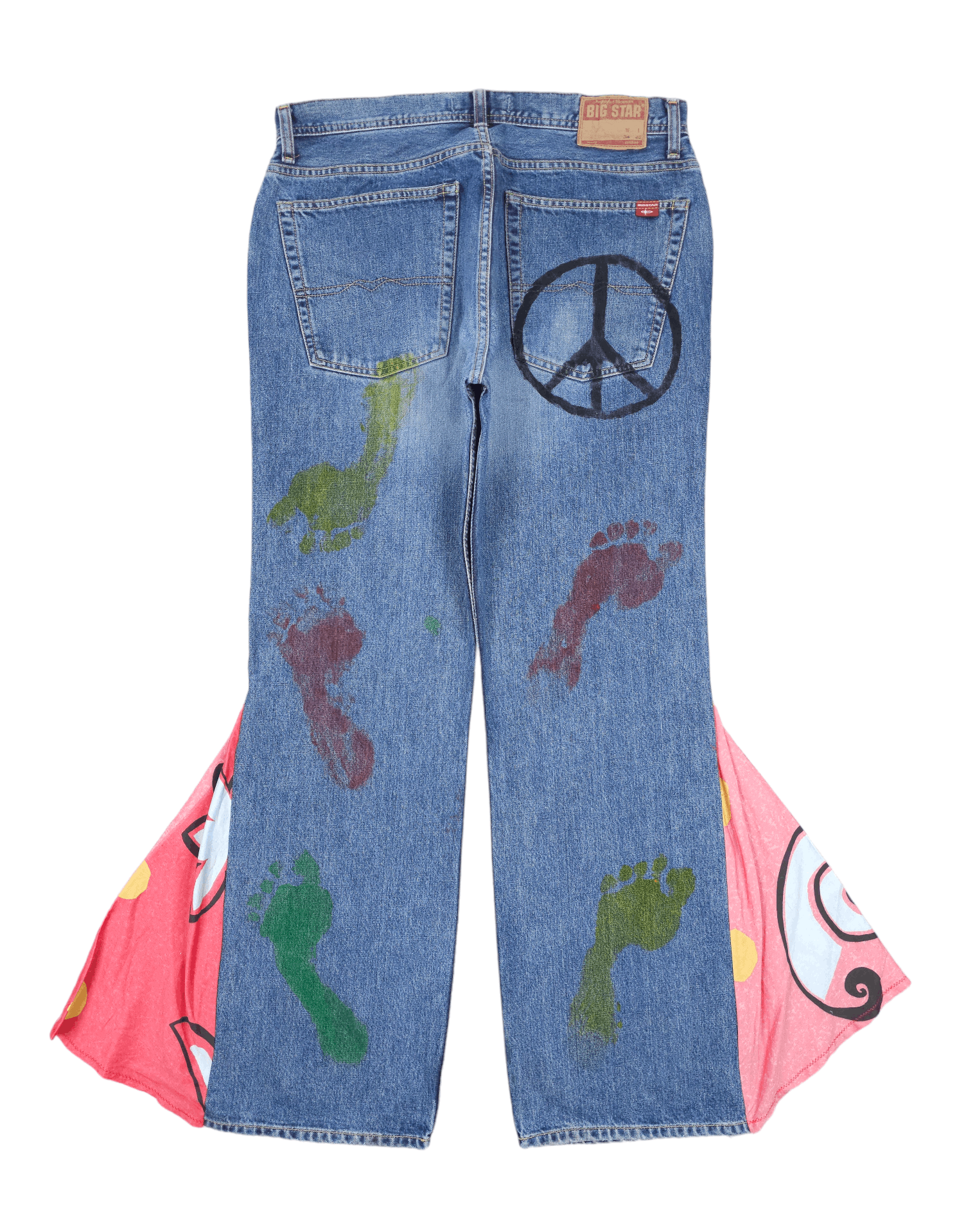 Big Star × Vintage 💎 Size 34/32 80's Hippie Big Star Crazy Blue Flared Jeans Size US 34 / EU 50 - 3 Thumbnail