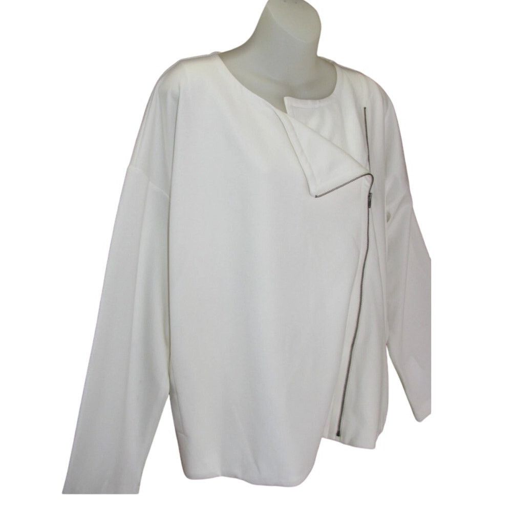 Eileen Fisher Eileen Fisher Flex Tencel Ponte Ivory Zip Jacket M Pockets Size M / US 6-8 / IT 42-44 - 4 Thumbnail
