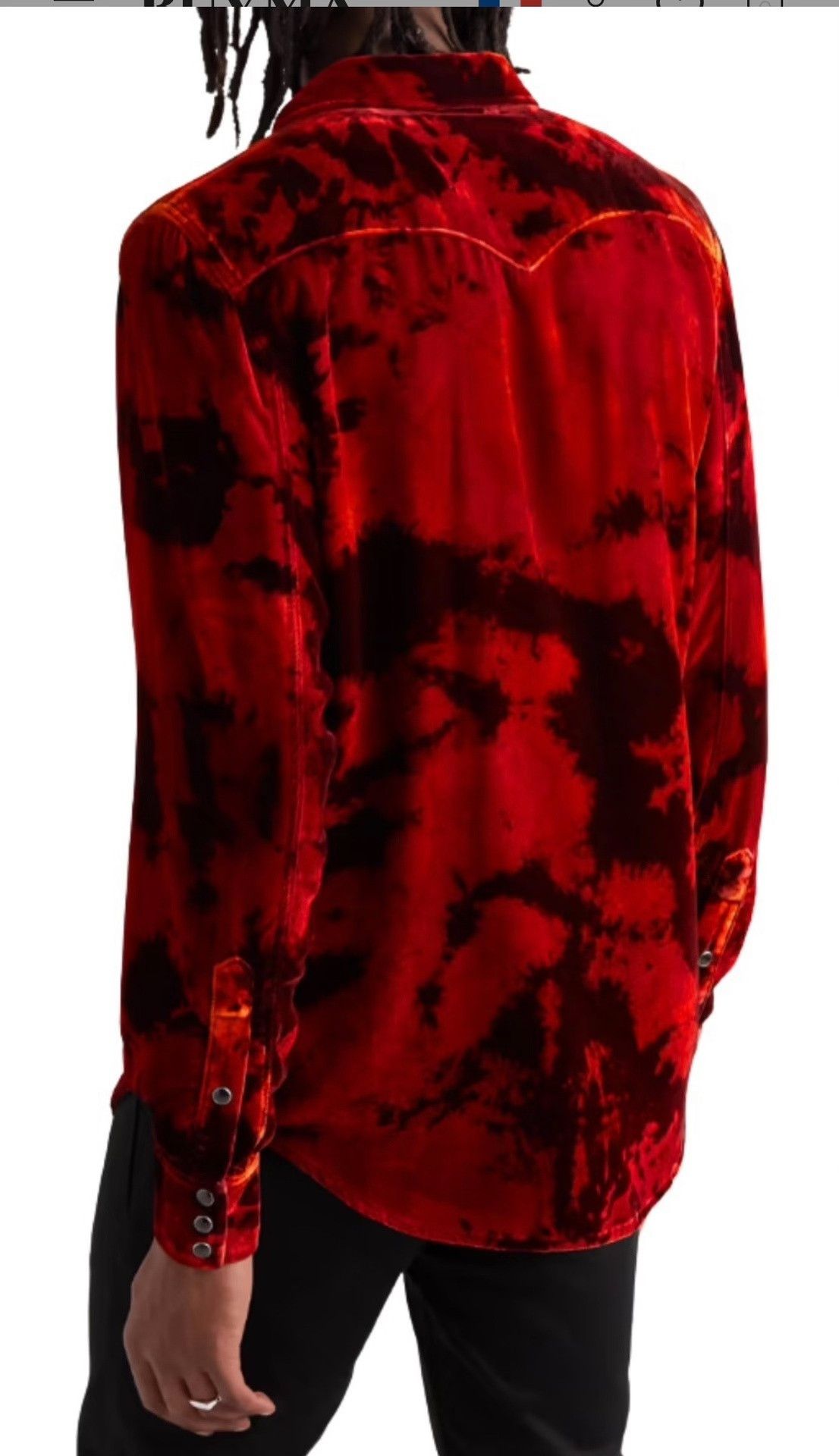 Saint Laurent Paris Saint Laurent Red Tie-Dye Velvet Western Shirt Size US M / EU 48-50 / 2 - 2 Thumbnail