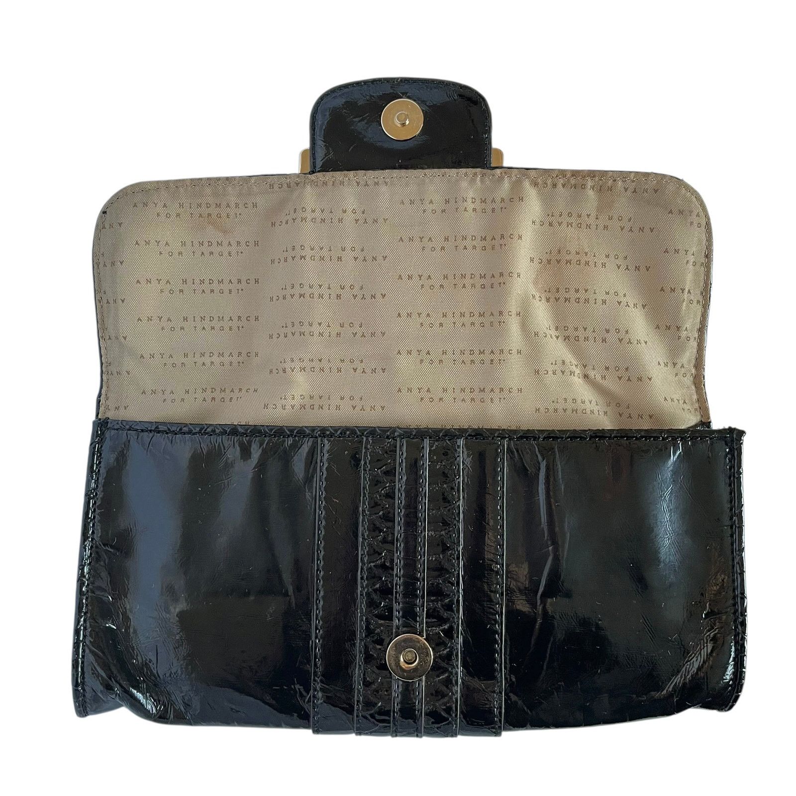 Anya Hindmarch × Target Basics Anya Hindmarch x Target Black Patent Faux Leather Clutch Bag Size ONE SIZE - 6 Thumbnail