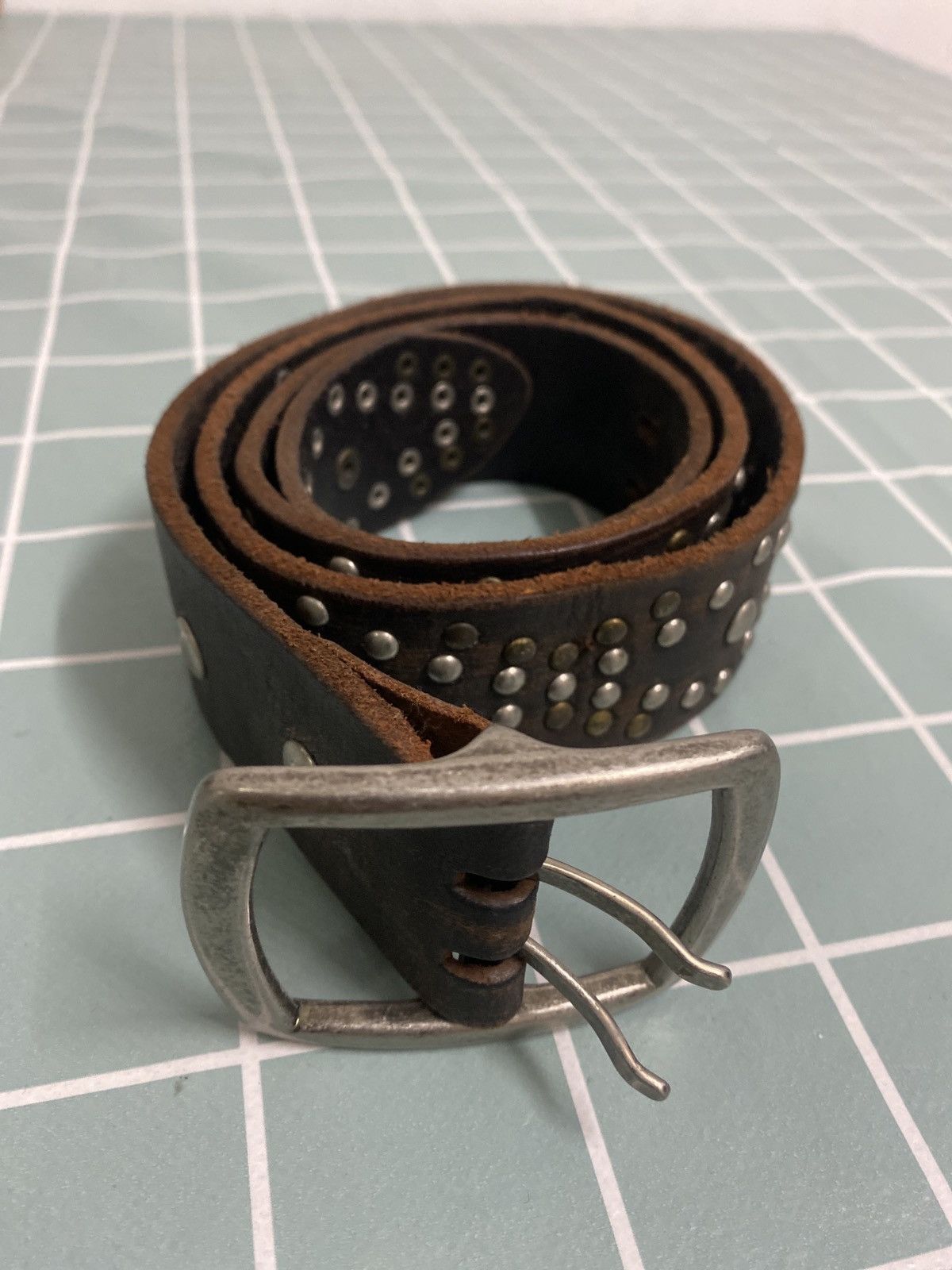 image of American Vintage Leather Red Indian Style Buckle Belts in Brown, Men's (Size 34)