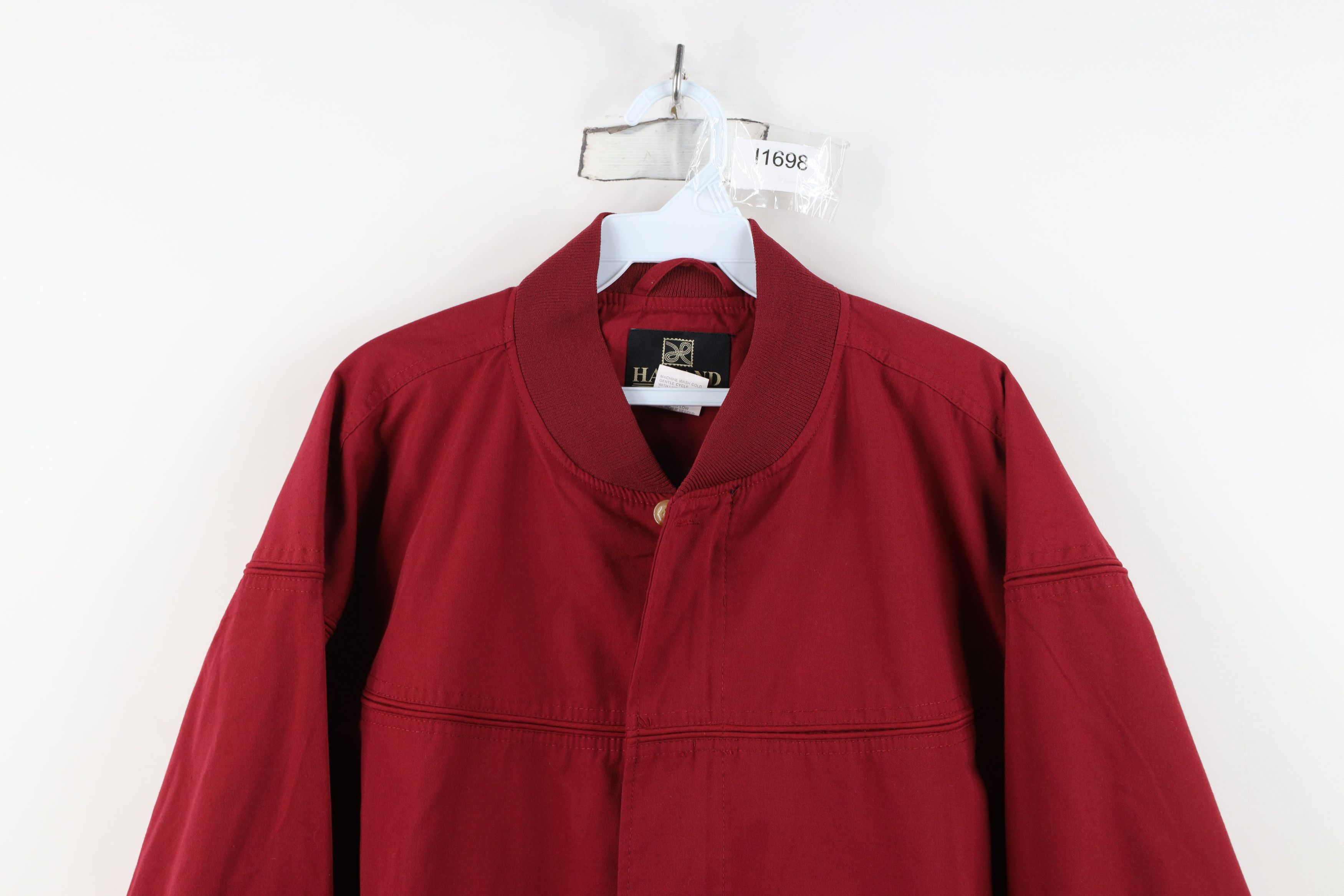 Vintage Vintage 90s Streetwear Blank Full Zip Bomber Jacket Red Size US M / EU 48-50 / 2 - 2 Thumbnail